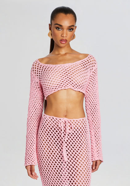 Alma crochet top in pink - Bananhot