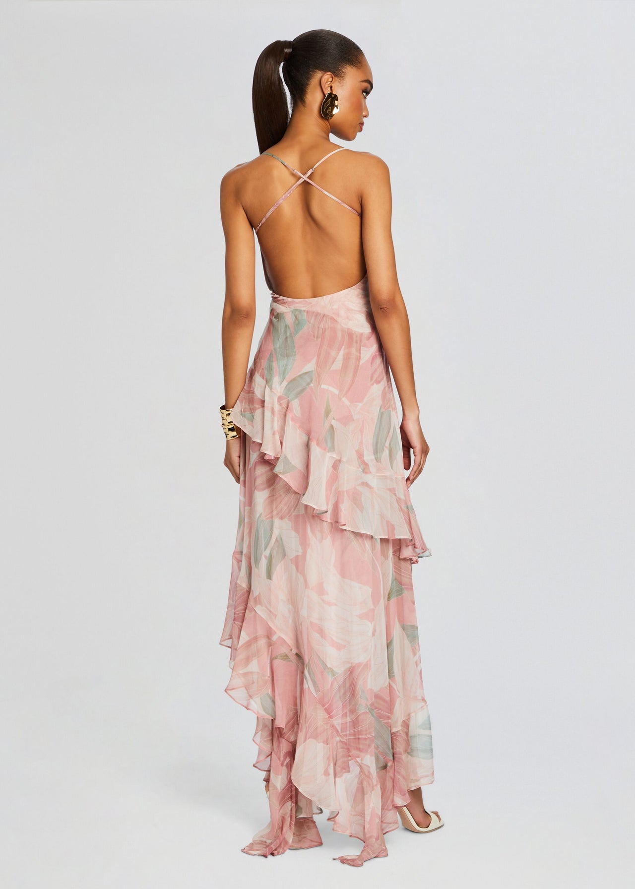 samara silk chiffon dress Retrofete Samara silk chiffon dress- dusty pink botanical by Retrofete