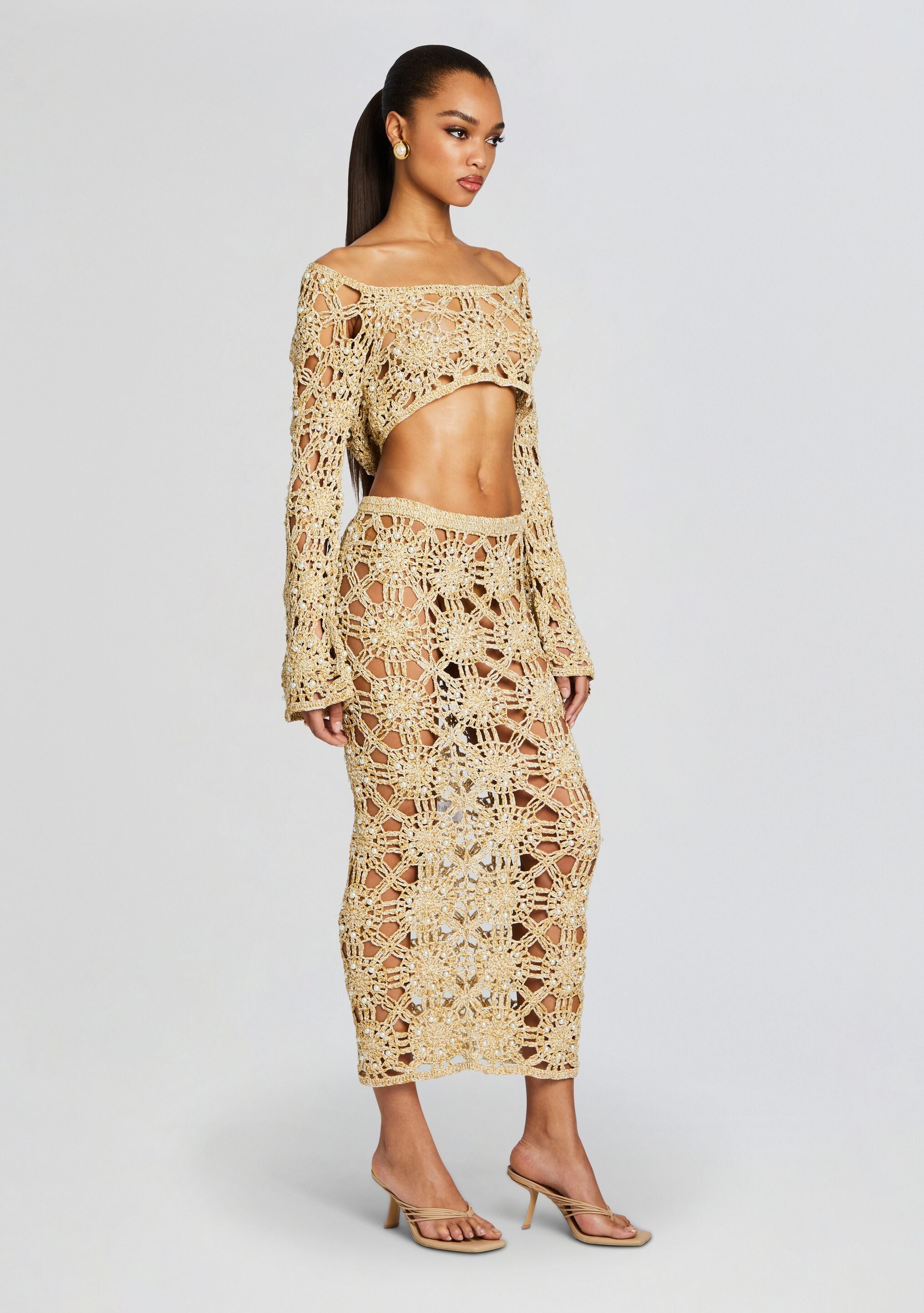 metallic crochet top