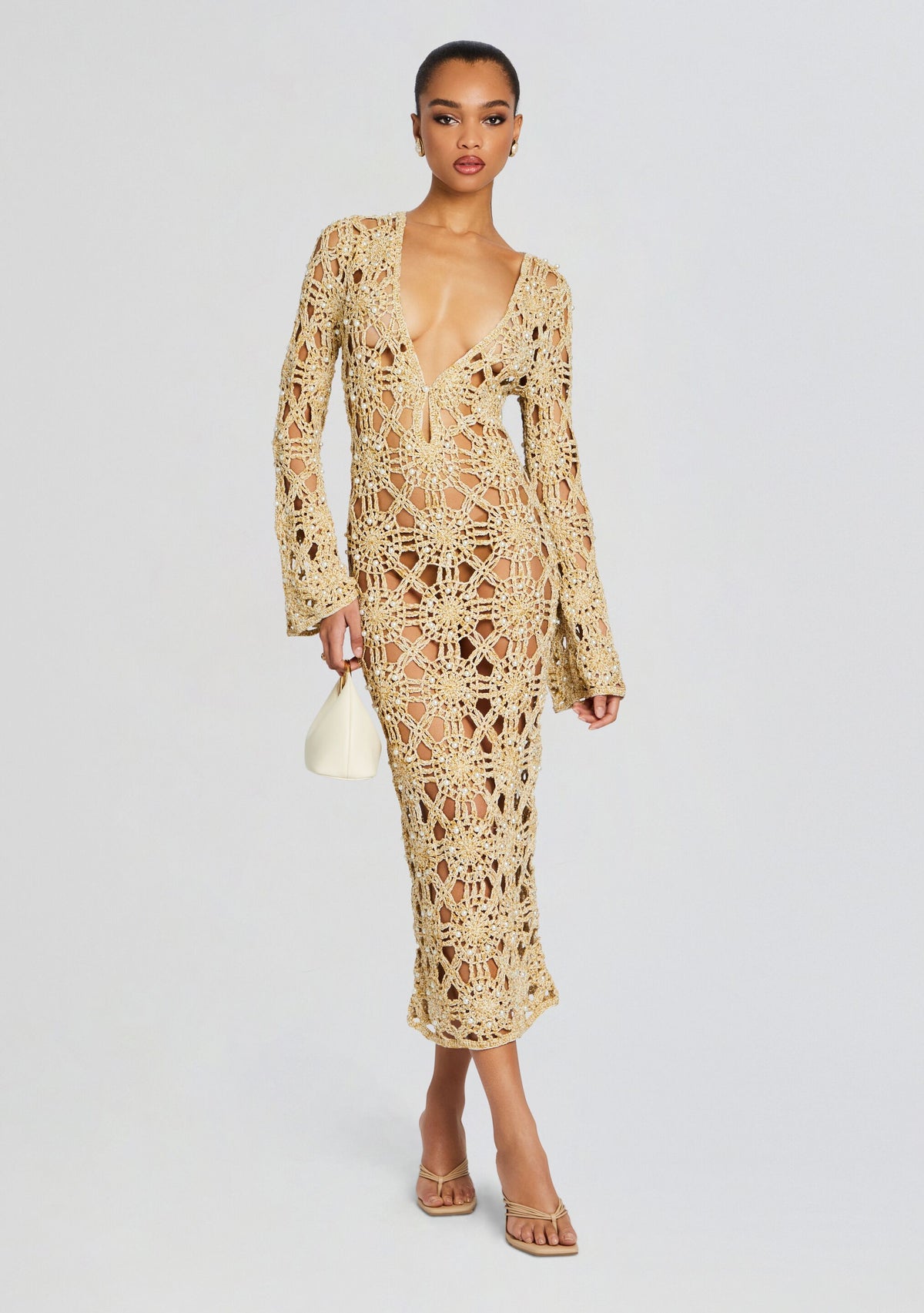 gold distressed knitted dress Yesly Metallic Crochet – Retrofete different color wedding dresses