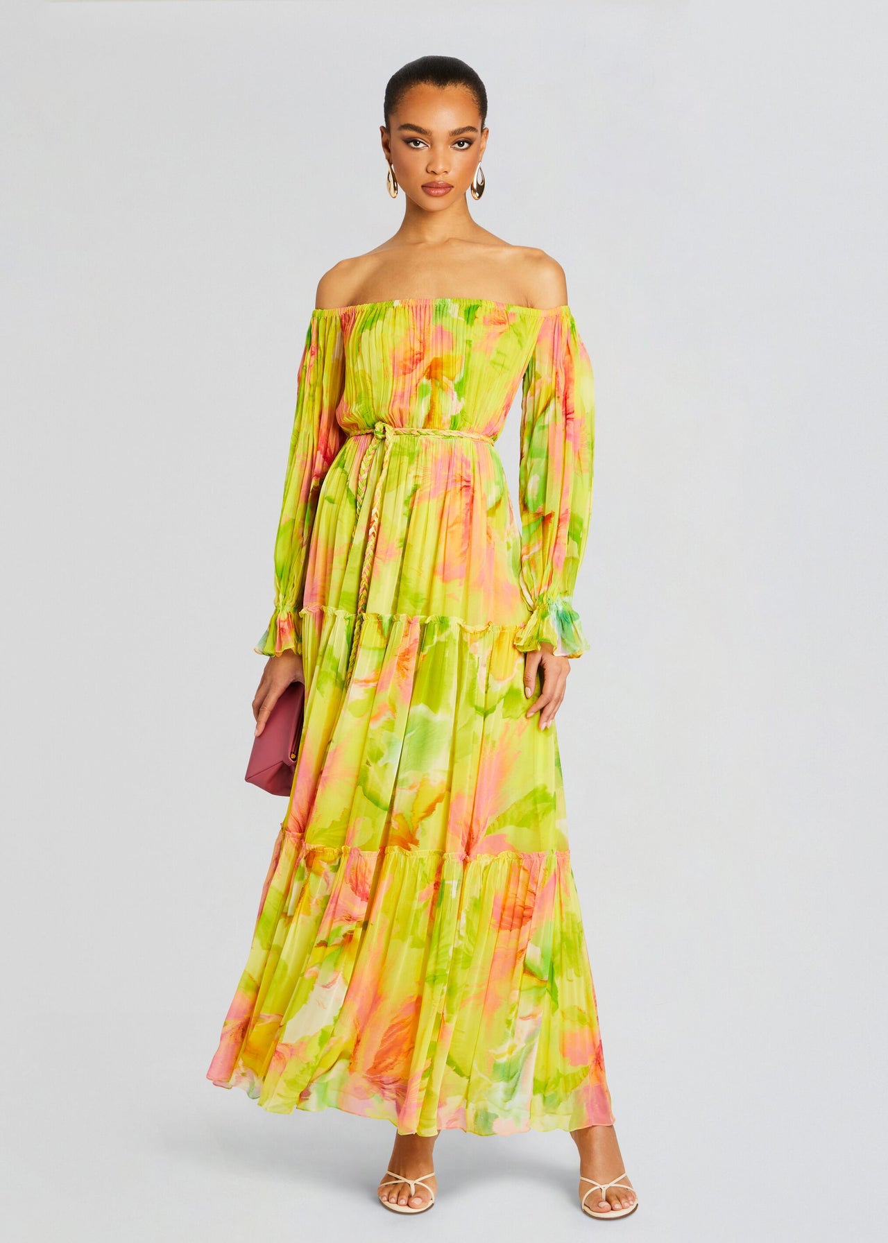 mina printed long sleeve slim fit maxi dress mina printed long sleeve slim fit maxi dress Namir Snake Print High-Low Chiffon Maxi Dress Club L London