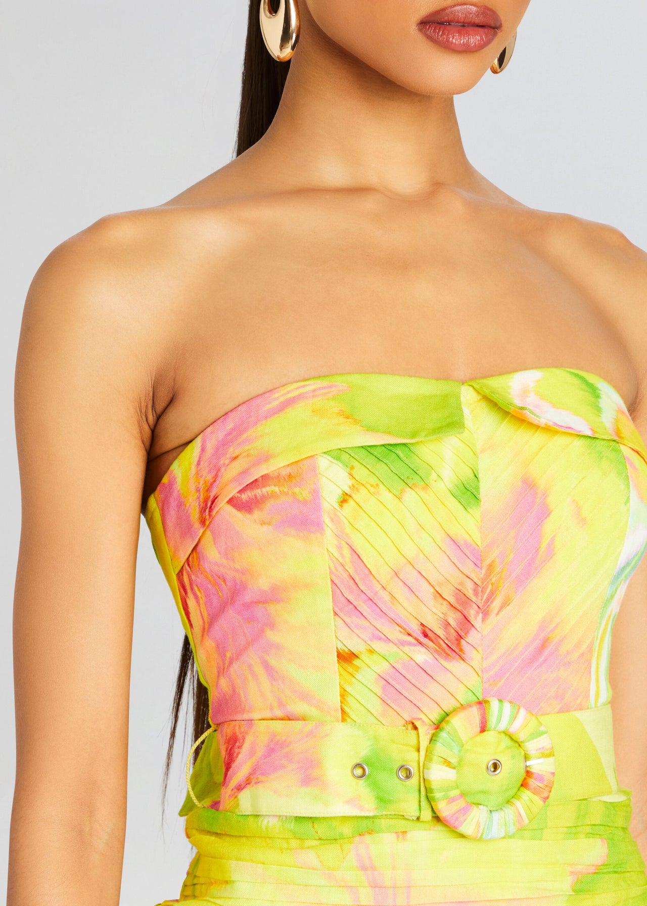 neon yellow short dress Neon Yellow Mini Dress - Sequin Mini Dress - Strapless Mini Dress