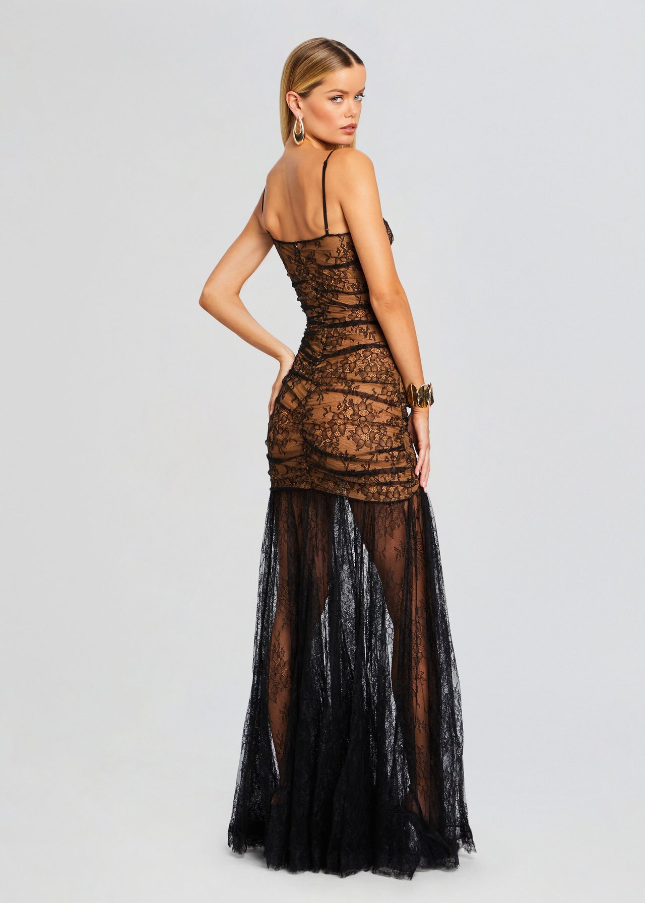 black lace dress with tan lining NWT Womens Level Eight Black Lace Dress, Tan Lining Zip Back Sleeveless Size 8