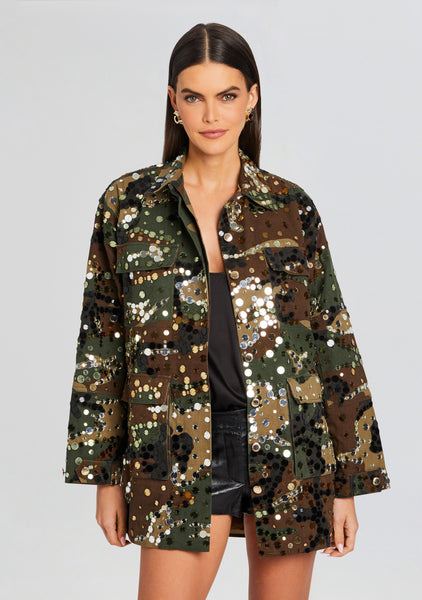 QS86 エレヴ　elev camouflageジャケット迷彩柄 Arlie Embellished Jacket – Retrofete