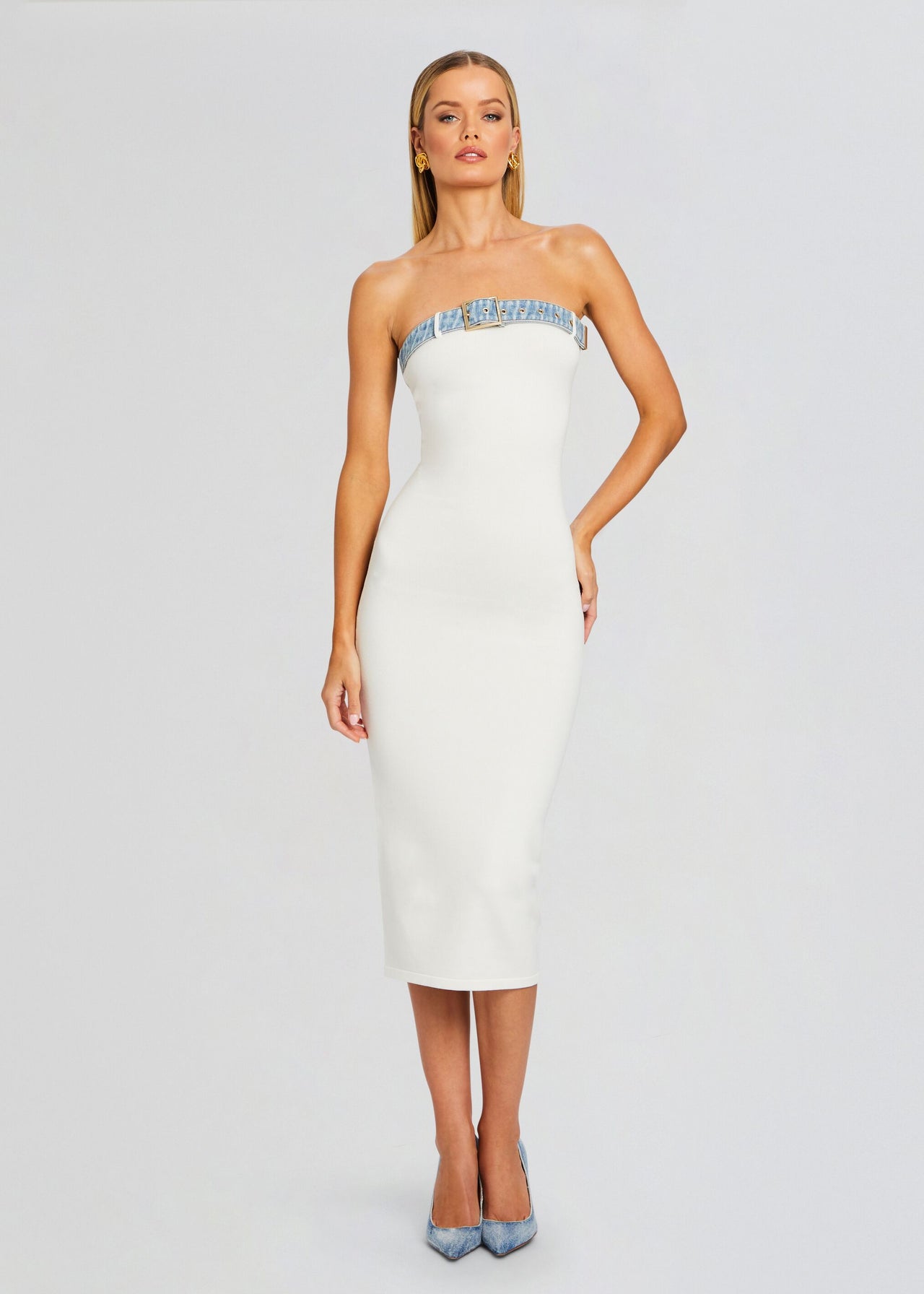 Blanche Knit Denim Dress Retrofete Blanche Knit Denim Dress Retrofete
