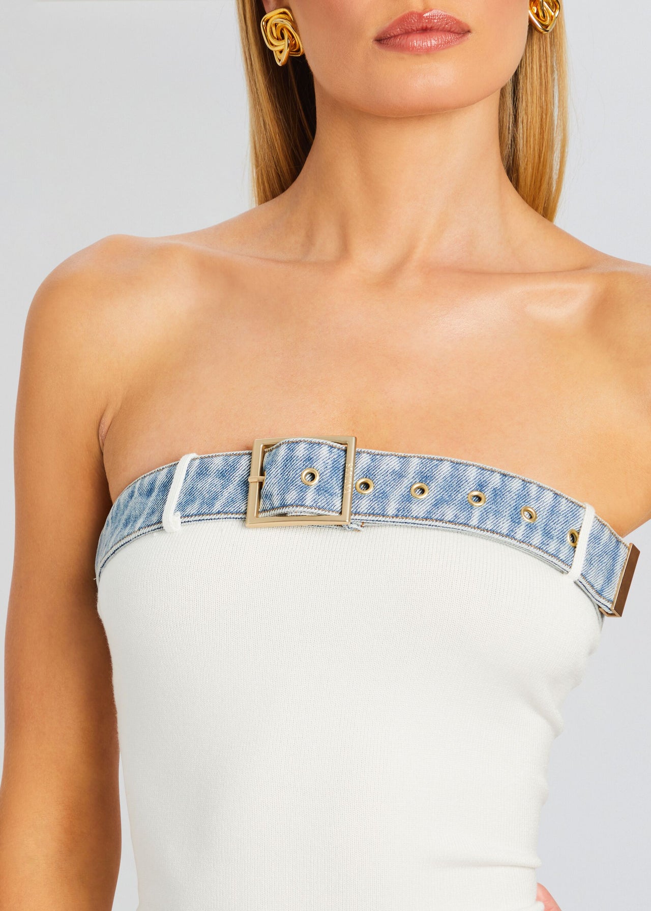 Blanche Knit Denim Dress Retrofete Blanche Knit Denim Dress Retrofete