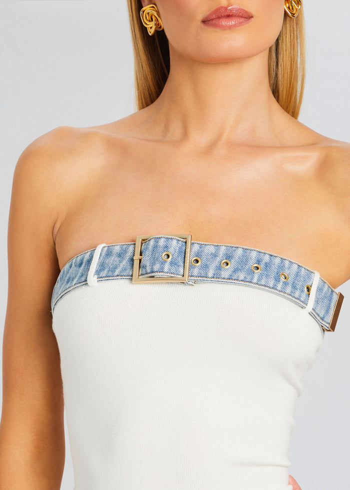 Blanche Knit Denim Dress – Retrofete