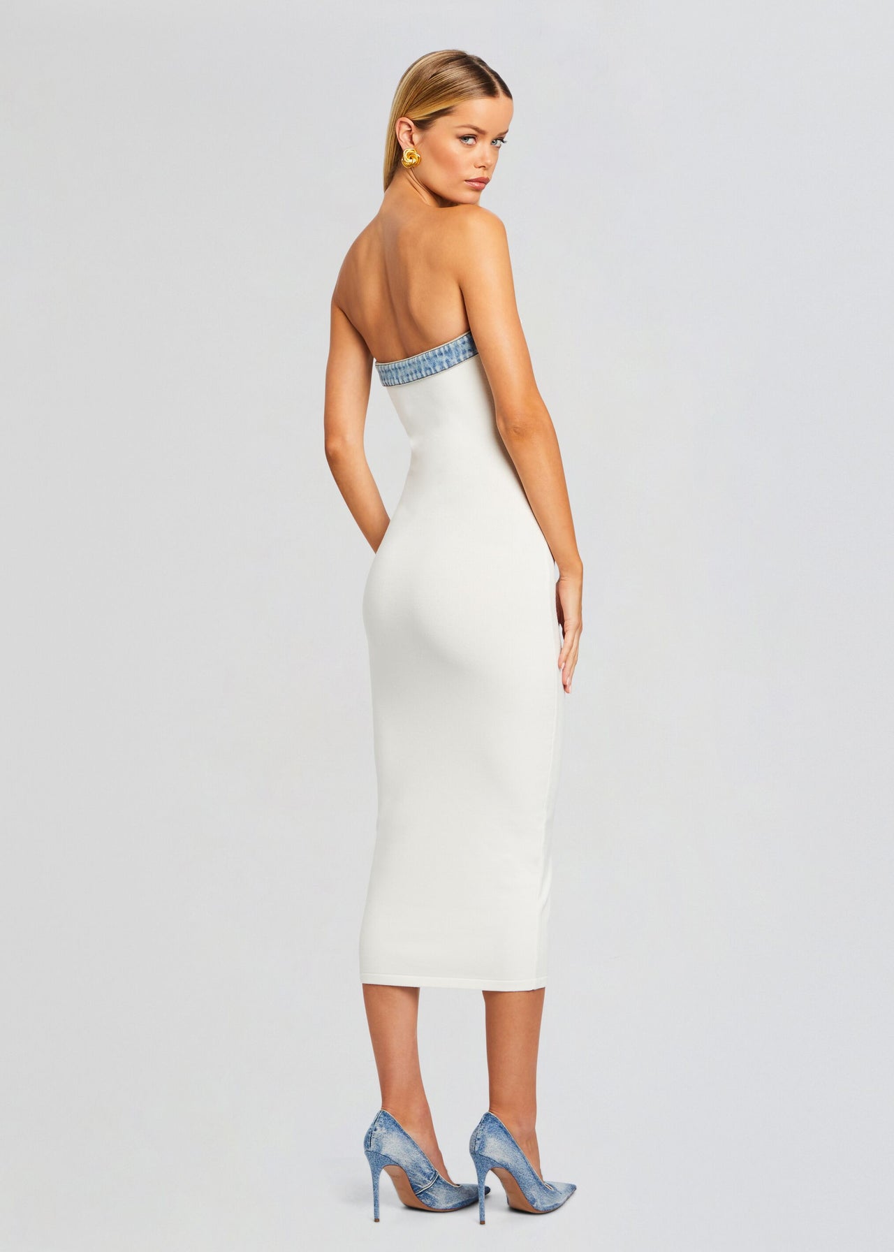 Blanche Knit Denim Dress – Retrofete