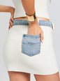 Cape Knit Denim Skirt