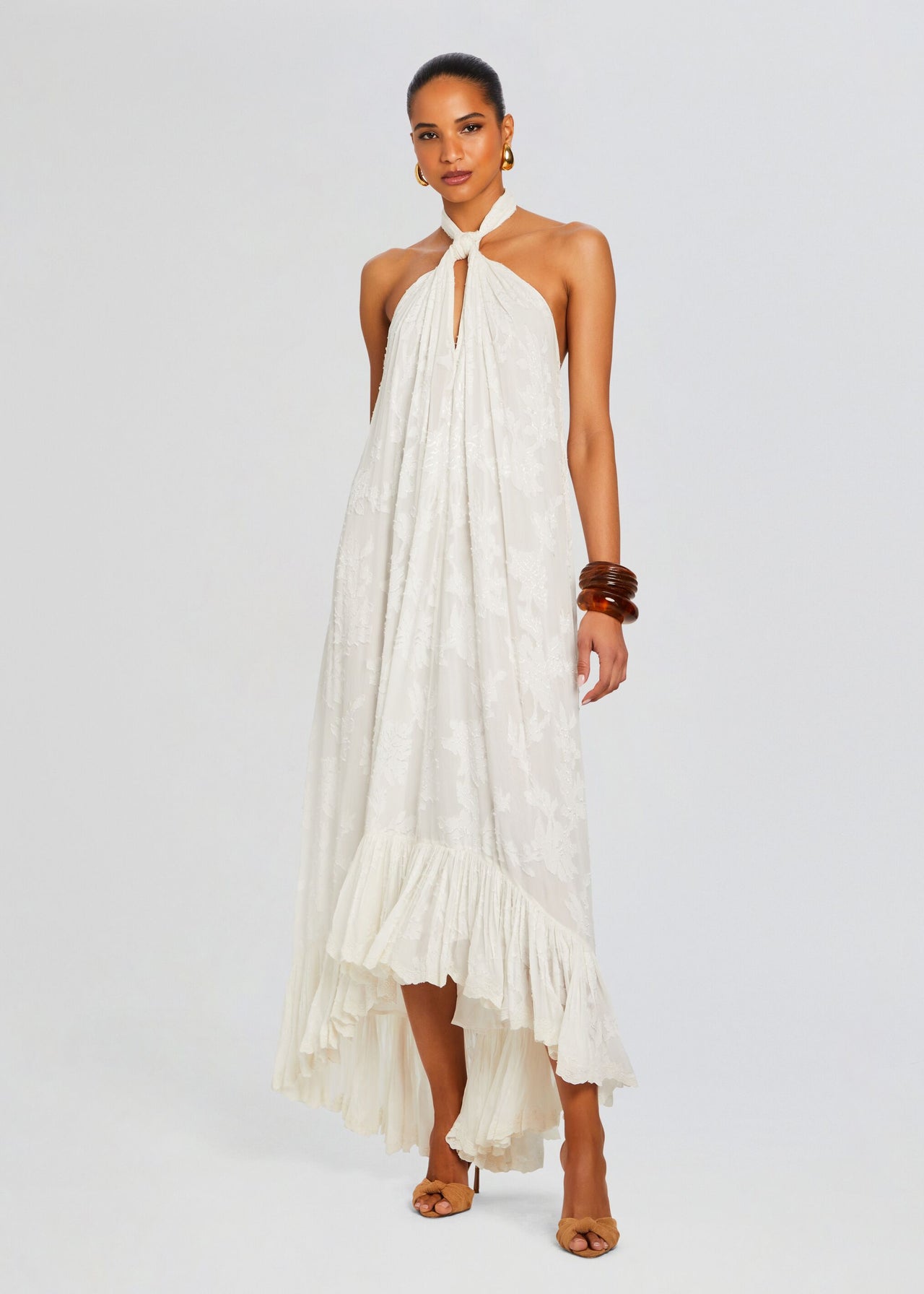 high low maxi dress in white hemant and nandita Off White Cotton Gauze Maxi Dress Design by Hemant And Nandita at Pernia's Pop Up Shop 2026