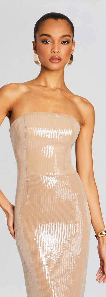 Cream Maxi Dress | Strapless Ember Sequin Dress | Retrofête – Retrofete