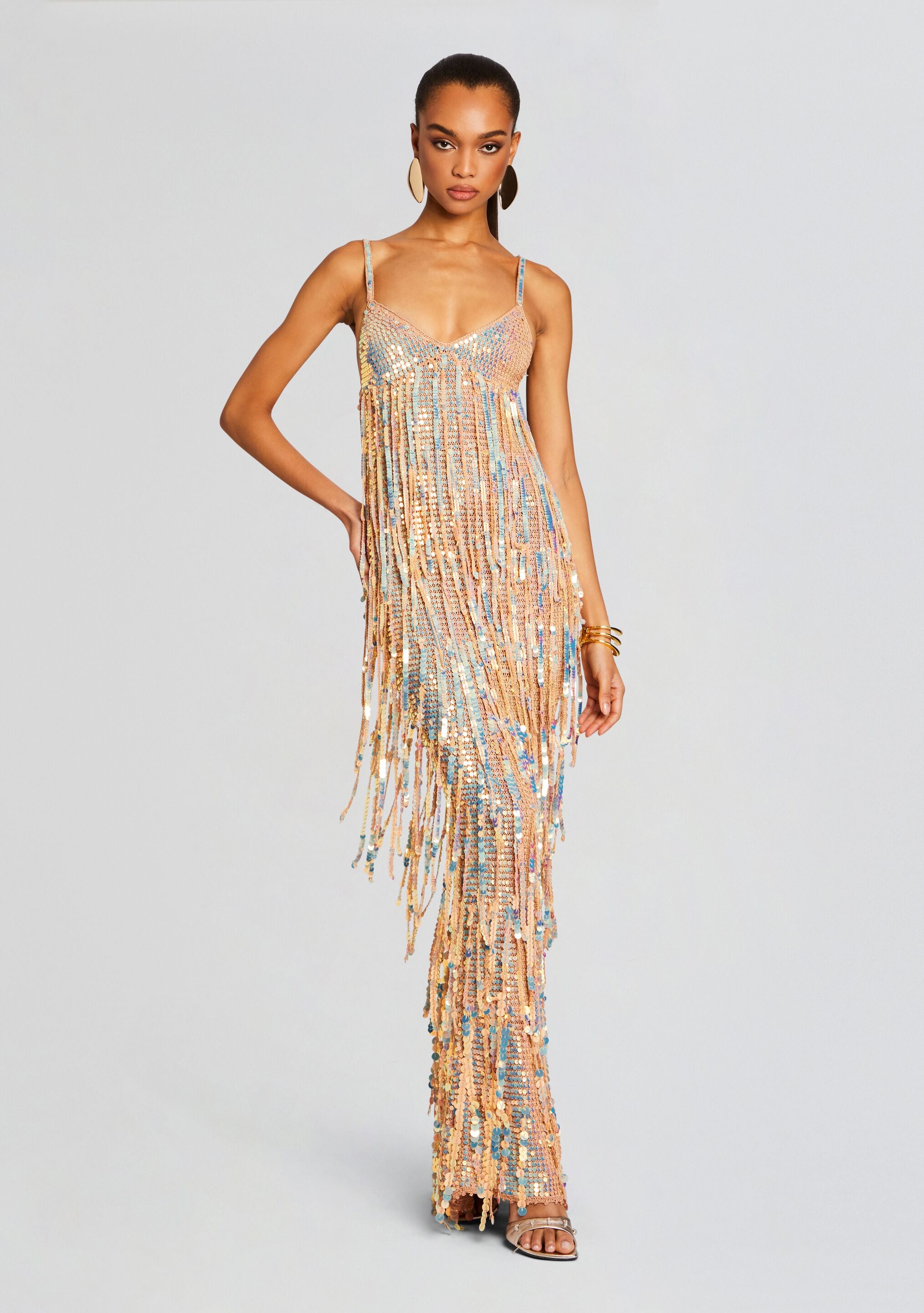 Mevia Sequin Fringe Crochet Dress – Retrofete