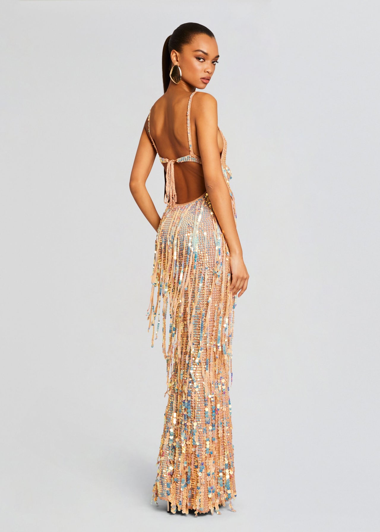 Mevia Sequin Fringe Crochet Dress Retrofete Mevia Sequin Fringe Crochet Dress Retrofete