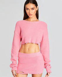 Daisy Cropped Knit Sweater