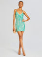 Saros Feather Sequin Crochet Dress