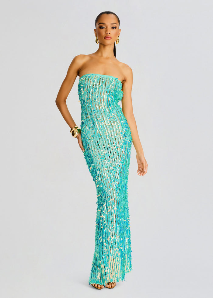 Nulla Feather Sequin Crochet Dress