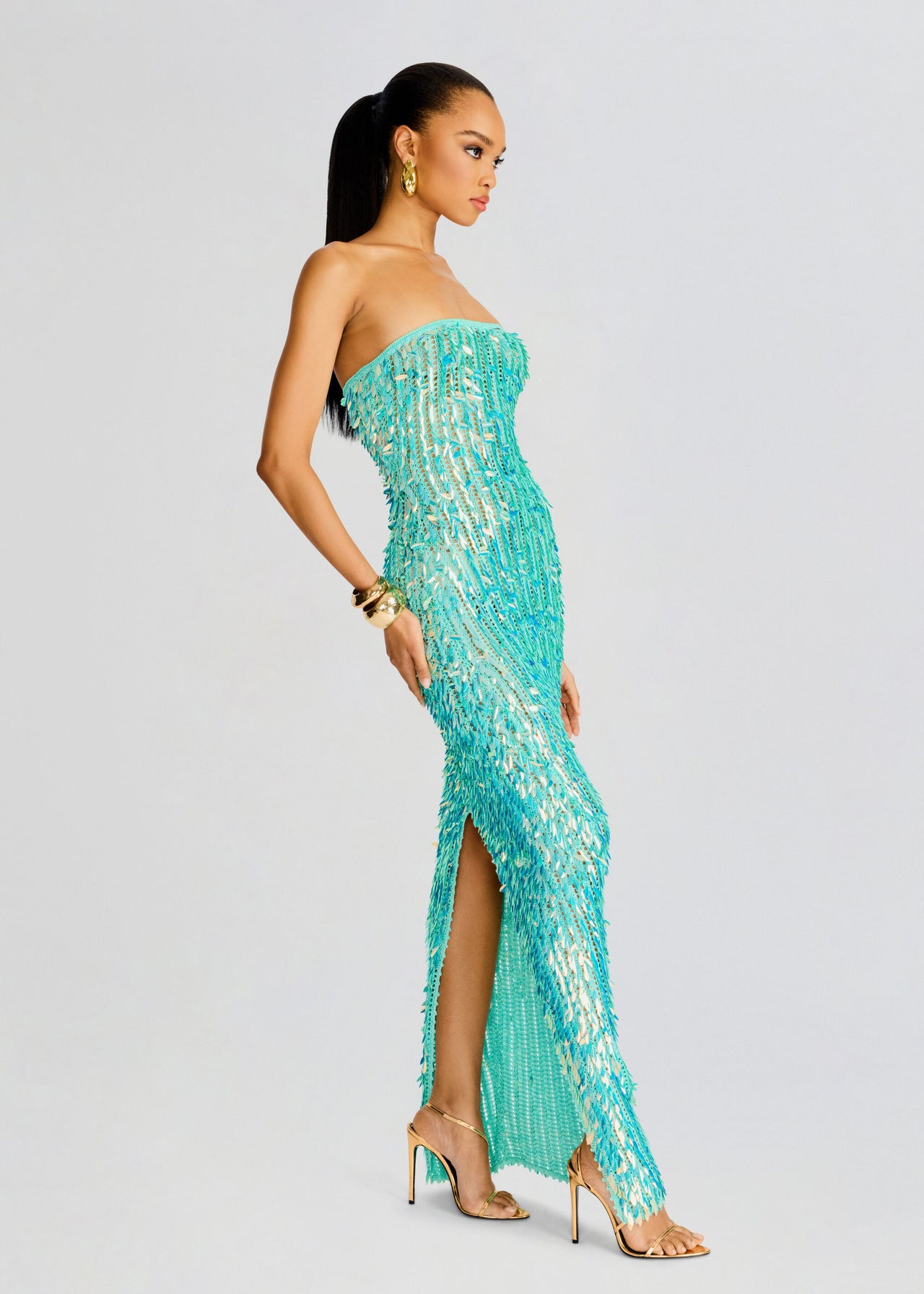 Nulla Feather Sequin Crochet Dress  Retrofete