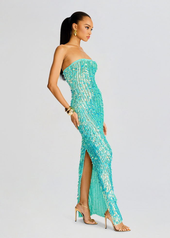 Nulla Feather Sequin Crochet Dress