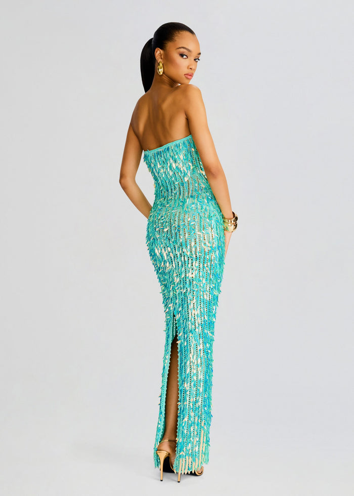 Nulla Feather Sequin Crochet Dress