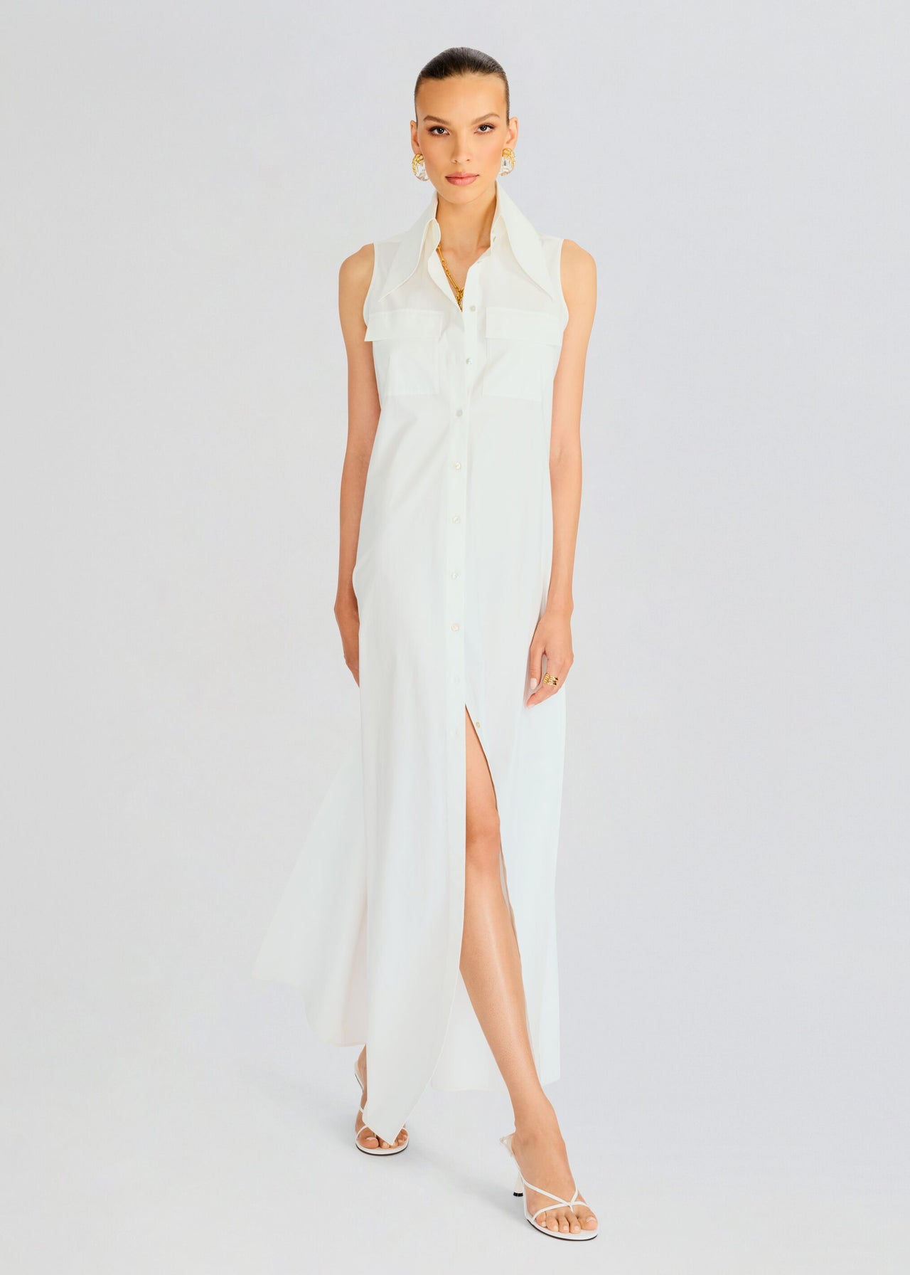Sleeveless Floor Length Shirt Dress – Retrofete