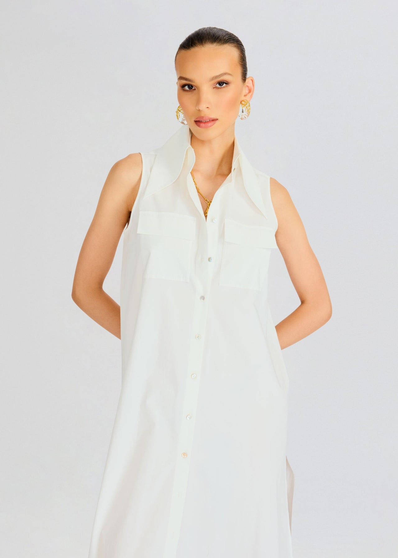 Sleeveless Floor Length Shirt Dress – Retrofete