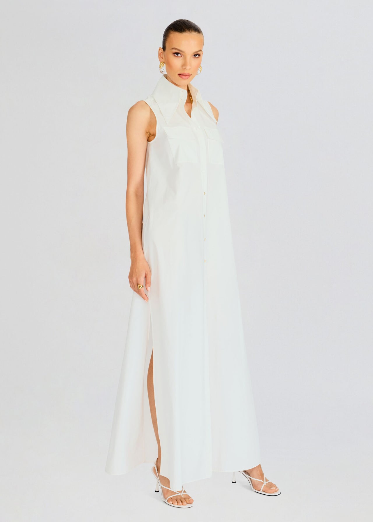 Sleeveless Floor Length Shirt Dress – Retrofete