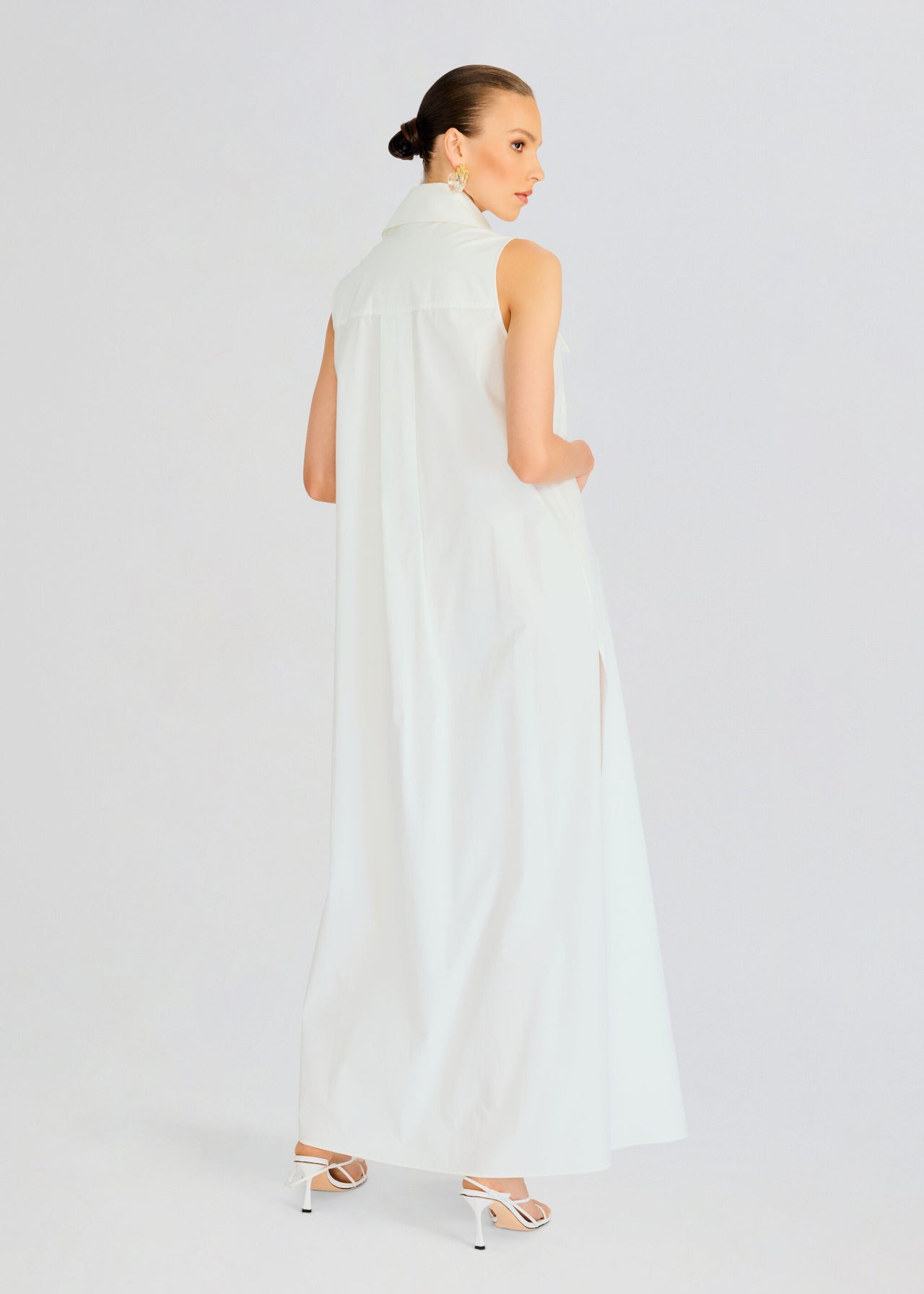 Sleeveless Floor Length Shirt Dress Retrofete Sleeveless Floor Length Shirt Dress Retrofete