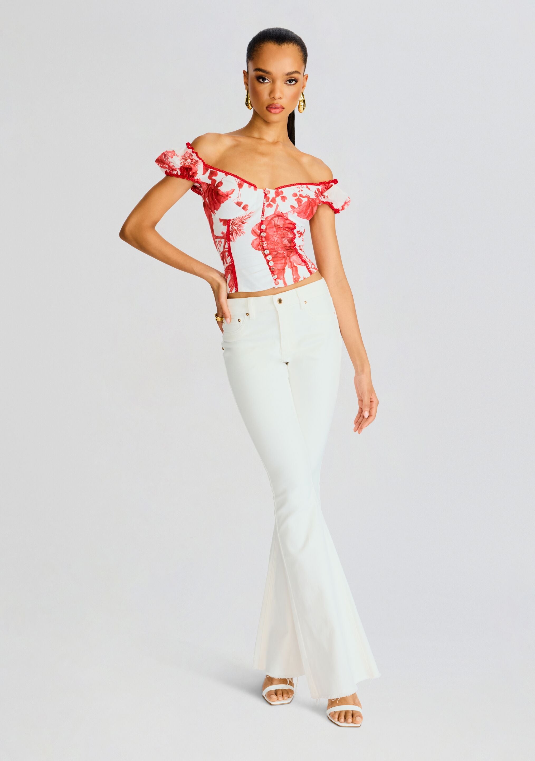も*も様 Flower ribbon tops Red ribbon polo top～ﾘﾎﾞﾝﾎﾟﾛﾄｯﾌﾟ | flower／フラワー公式通販