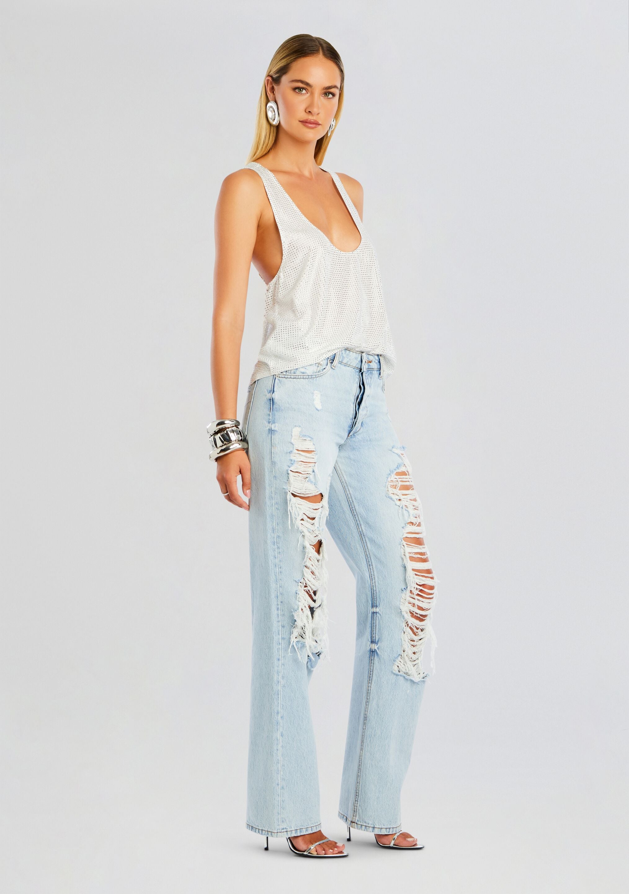 $328 LF CARMAR Marietta High Rise Boyfriend fashion Floral Patch Distressed Jeans 29