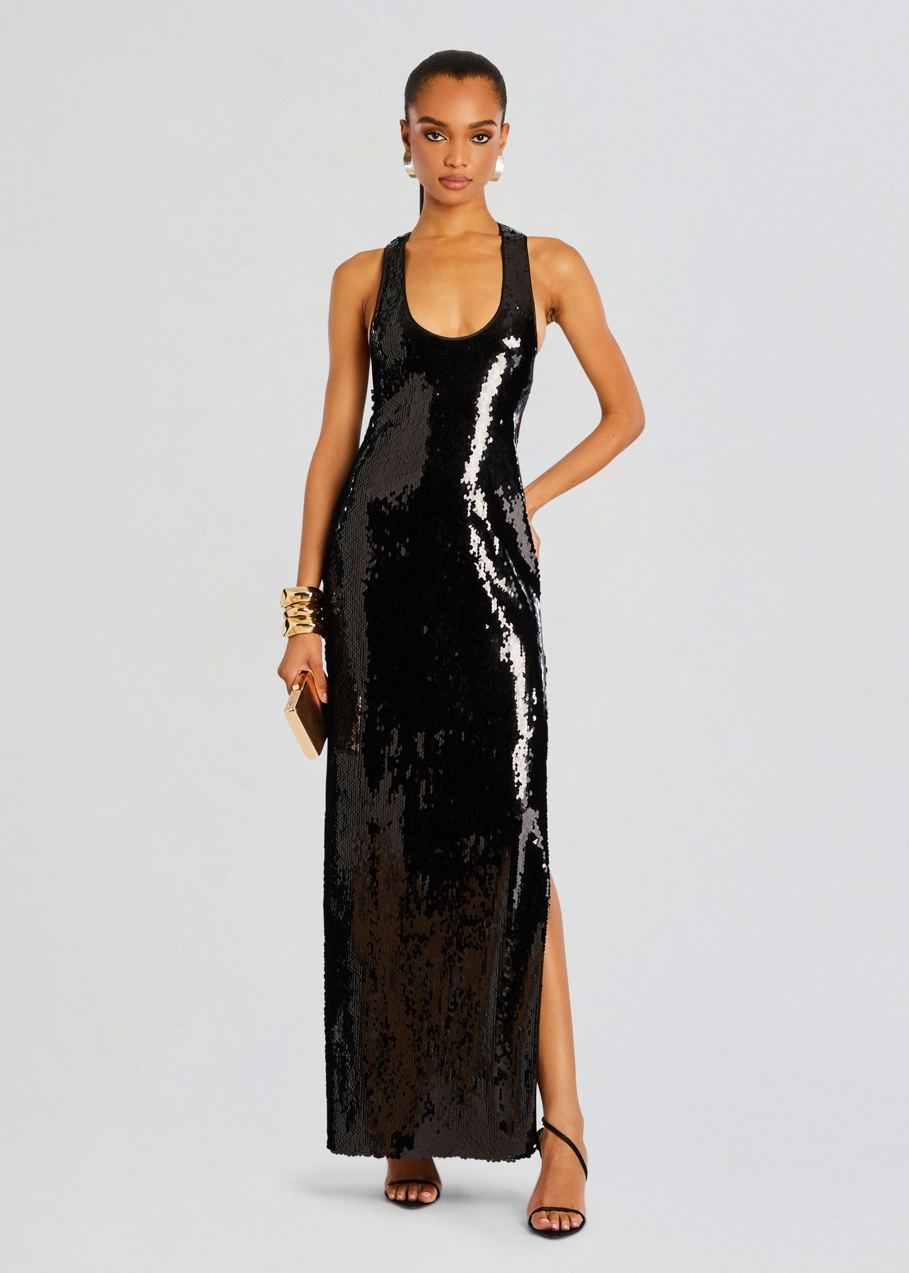 knee length dresses for ladies Black Sequin Maxi Dress - Unapologetic Evening Gown main image 1
