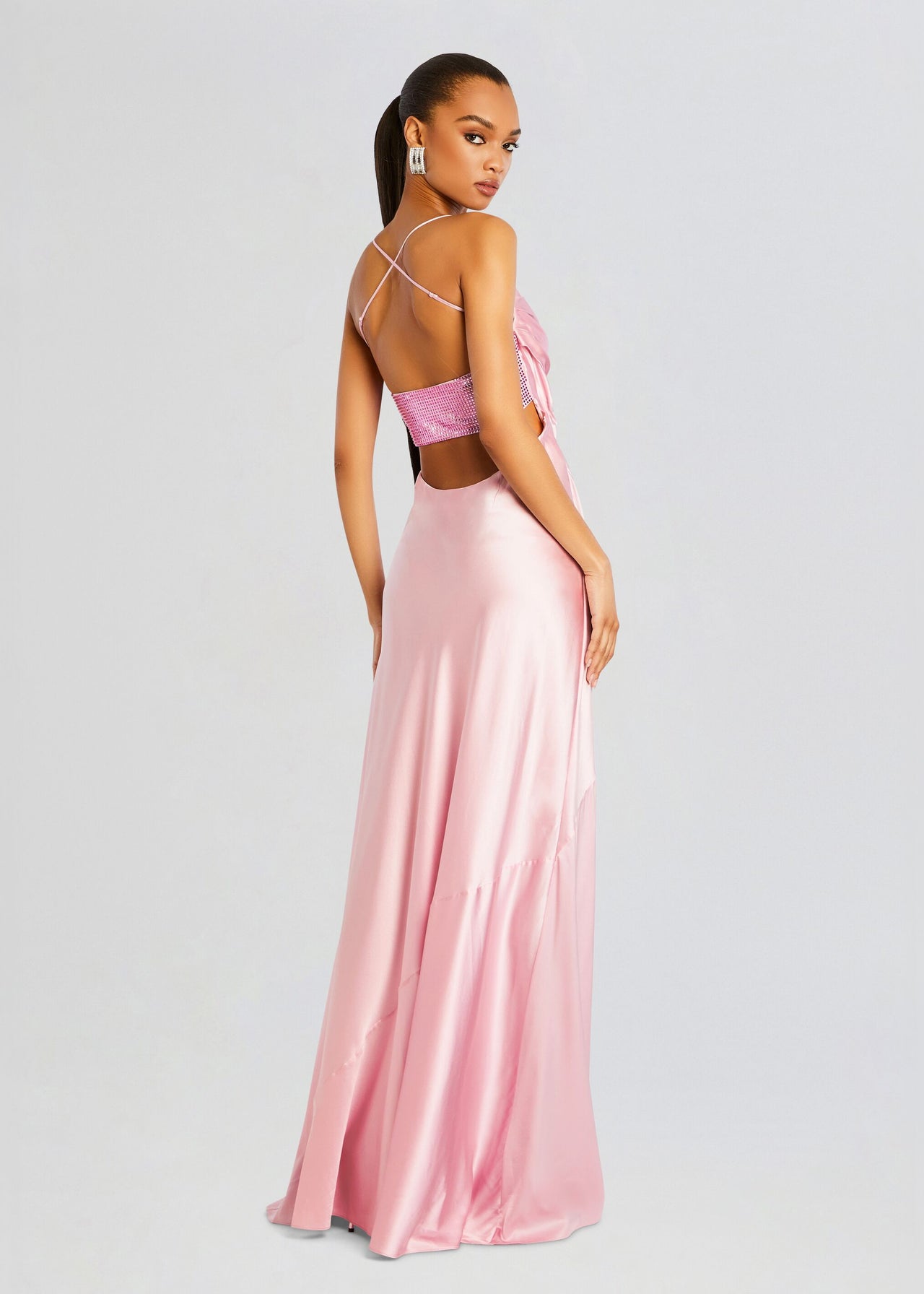 strapless open back dress Emery Embellished Silk Dress – Retrofete