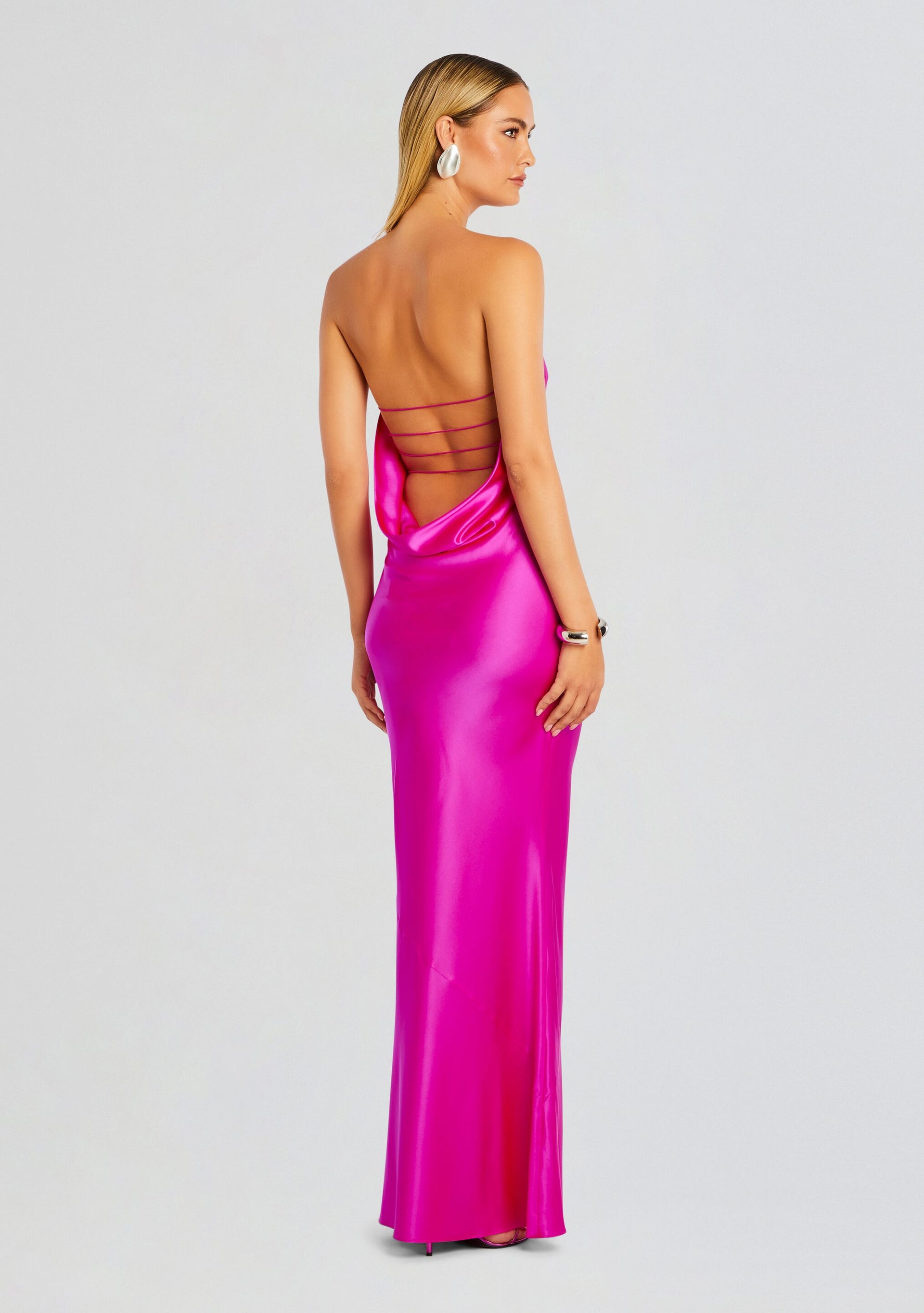 neon pink silk dress Gown Neon Pink Slip Dress Pink Silk Dress Maxi Dress Asos Pink Slip Dress Zapaka Women