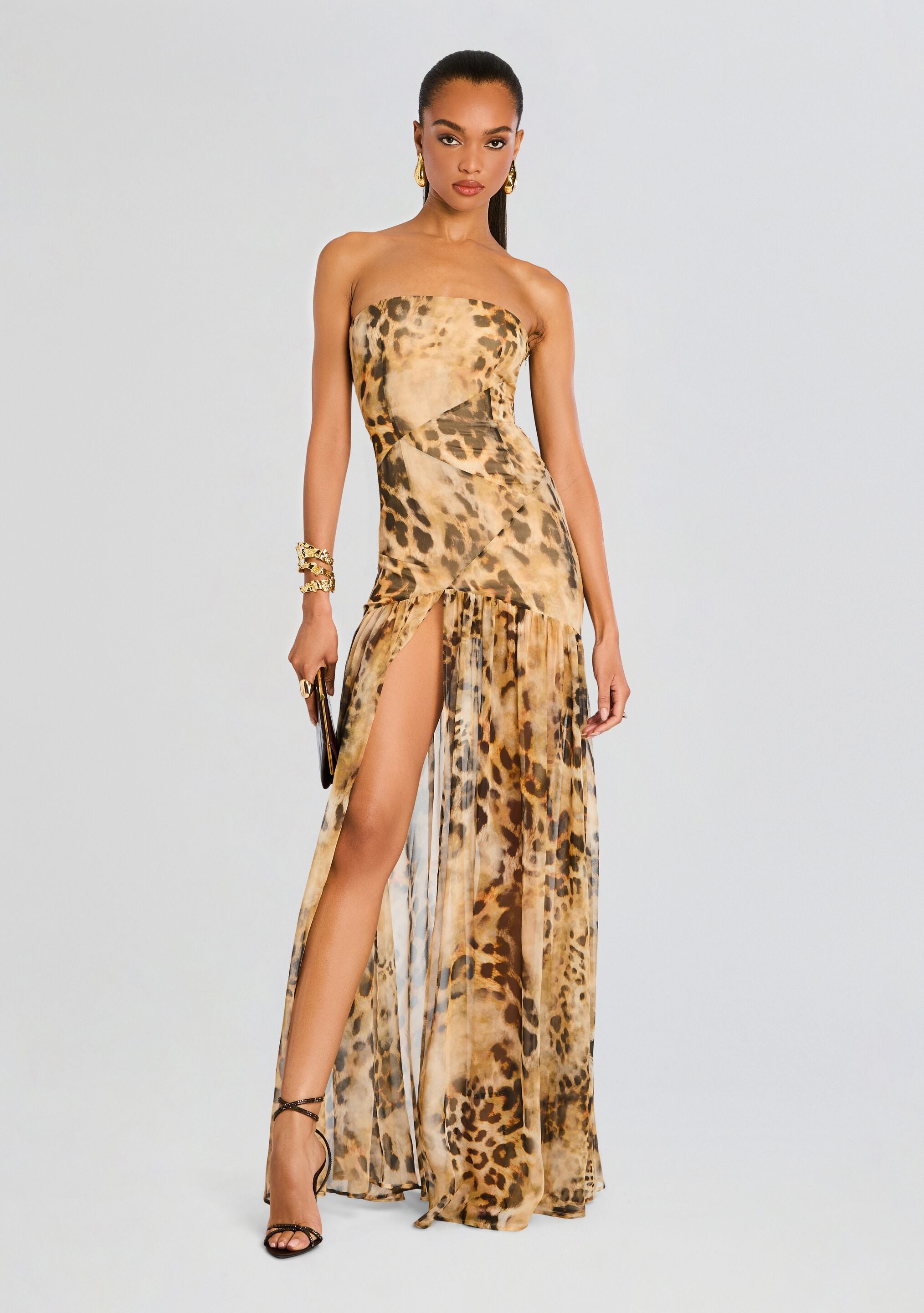 retrofete Women s Nicole Silk Chiffon Dress Metallic Maxi Dresses