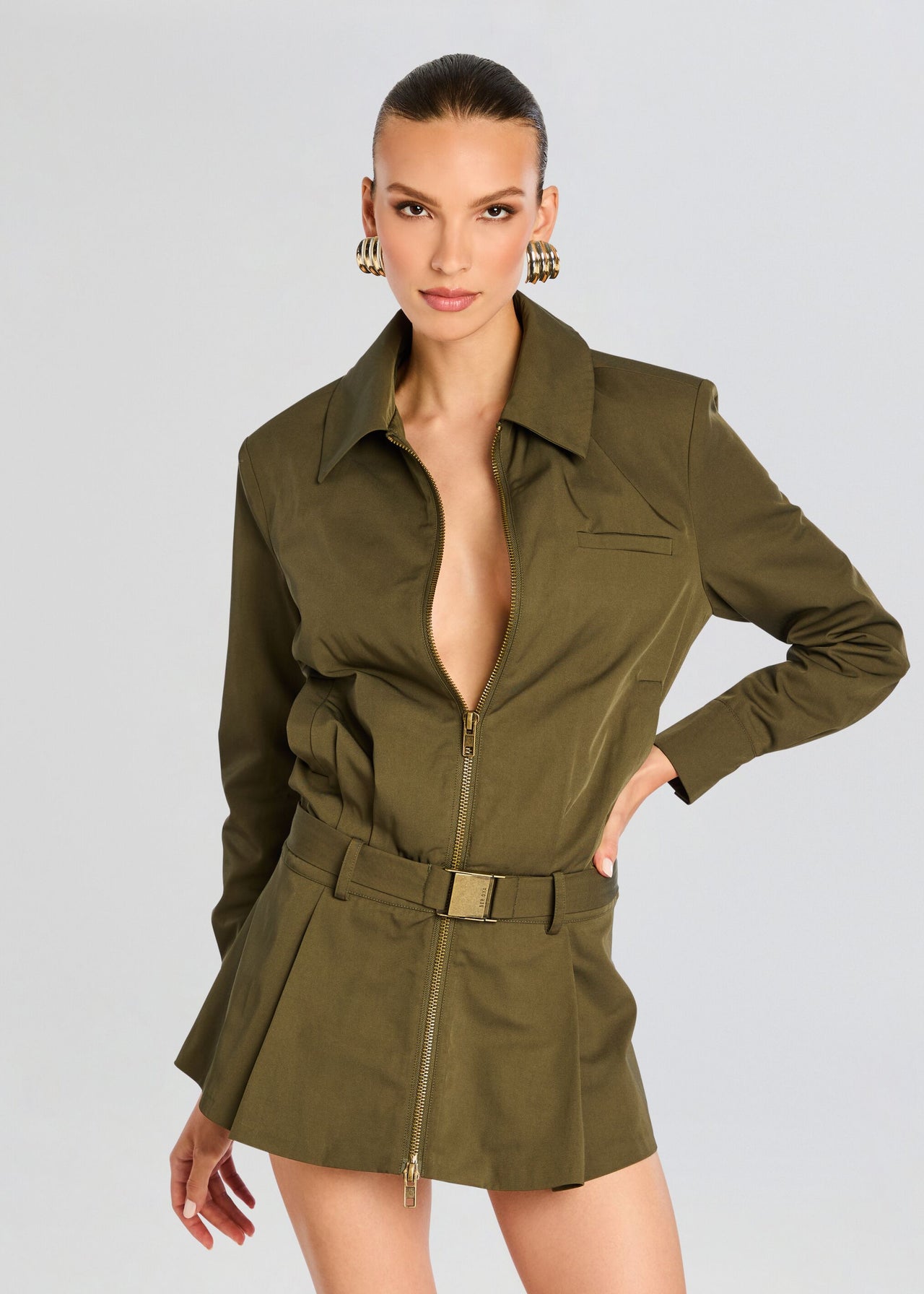 Sanders Twill Bomber Jacket Dress – Retrofete