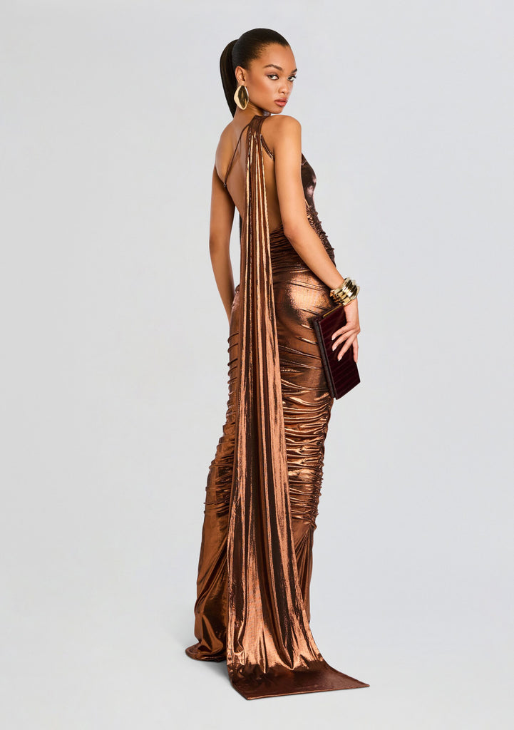 Brown One Shoulder Dress