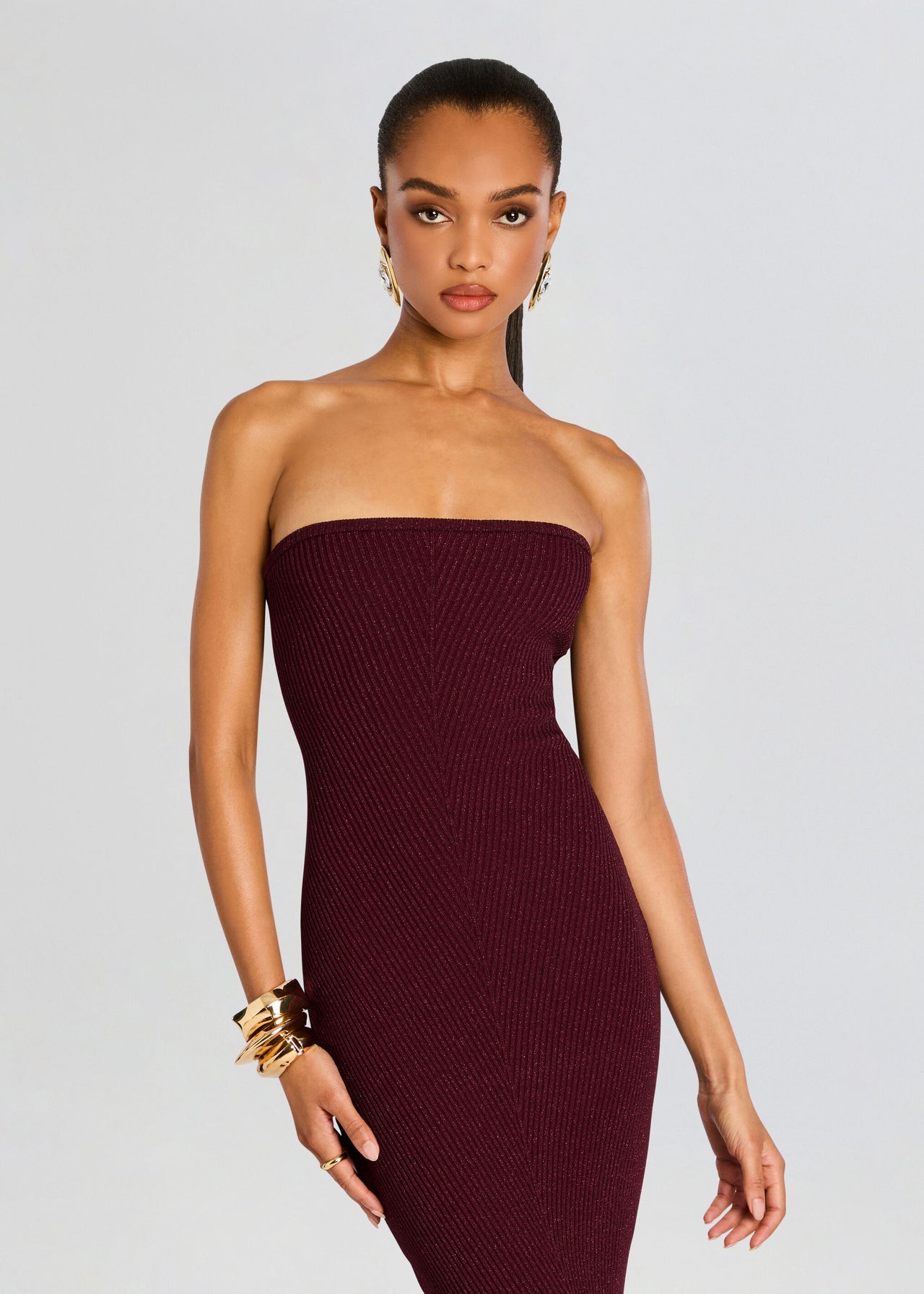 retrofete knit dresses Blerina Metallic Dress – Style SKU: F-DRS-OCM-VNK-MIDI