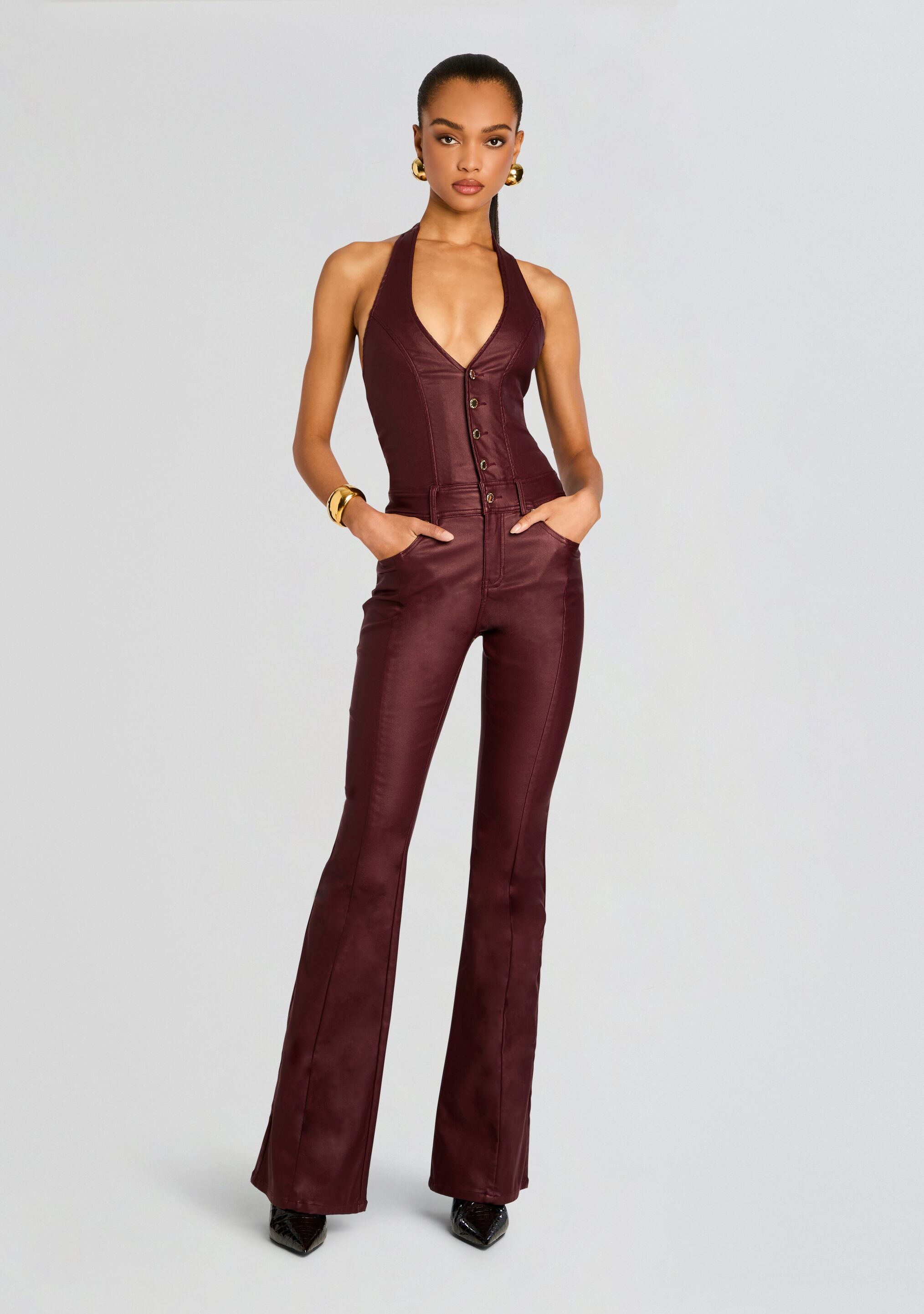 Cynthia Coated Denim Jumpsuit – Retrofete