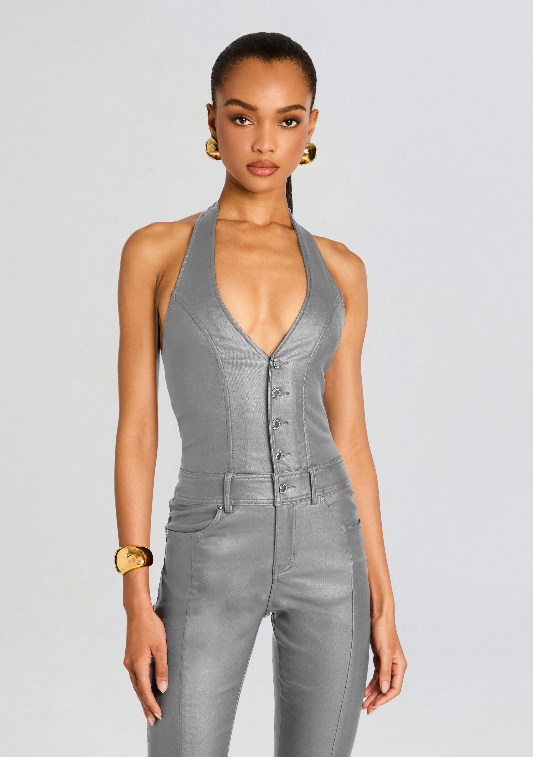 Cynthia Coated Denim Jumpsuit – Retrofete