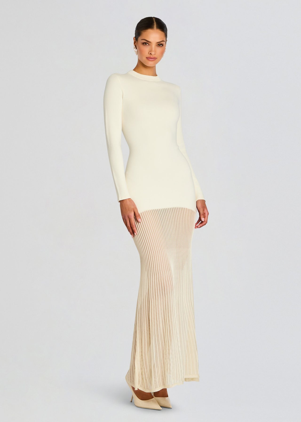 fitted lace wedding dress Nora Knit Maxi Dress in Ivory main image 0