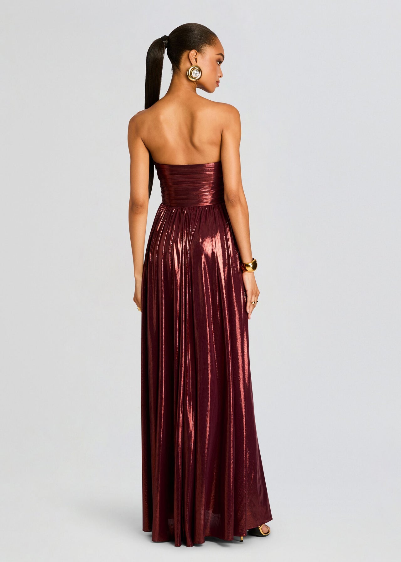 strapless open back dress Melodie Halter Knit Maxi Dress / Purple | Meshki