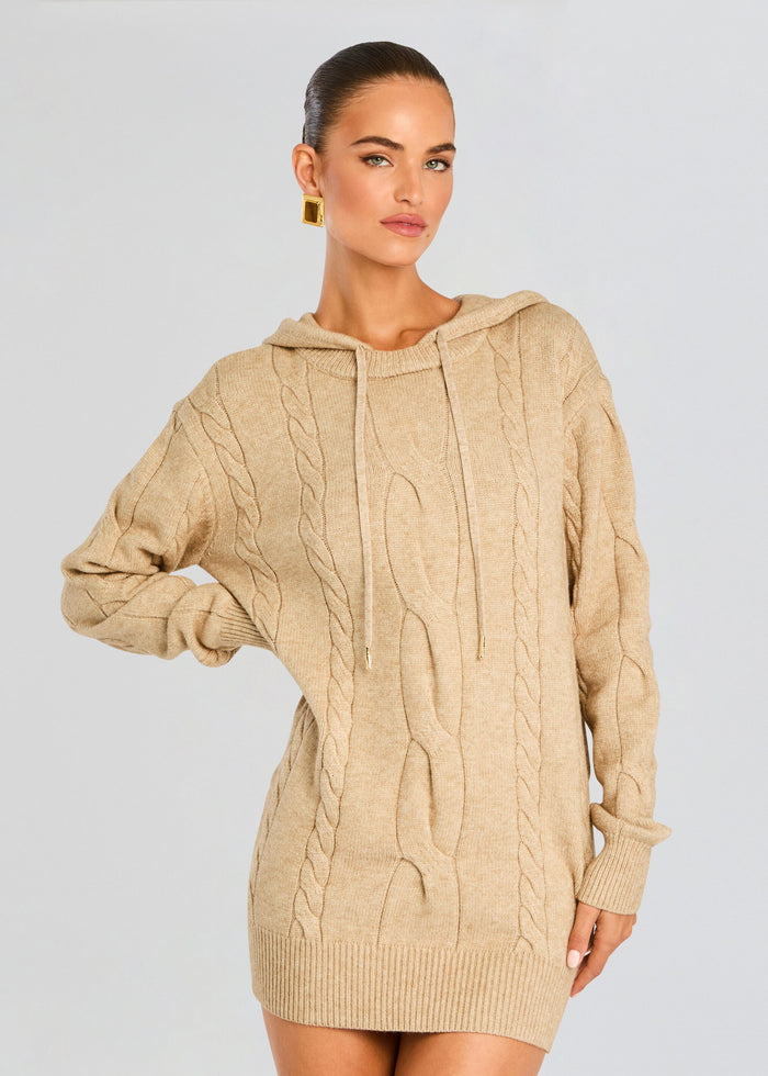 Cab Cable Knit Hoodie Dress