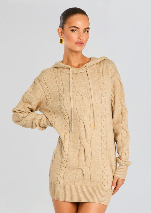 Cab Cable Knit Hoodie Dress