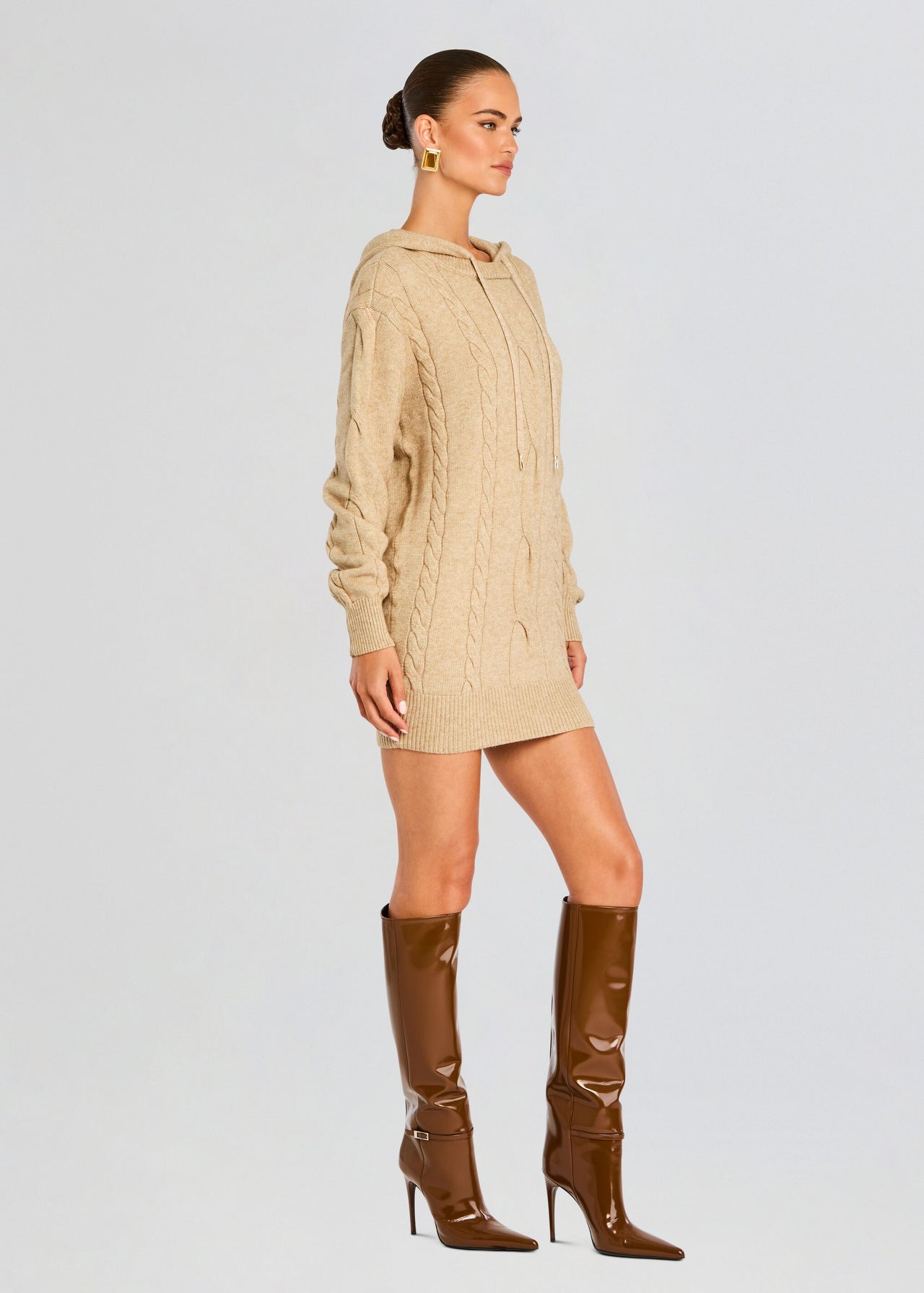 Cab Cable Knit Hoodie Dress – Retrofete