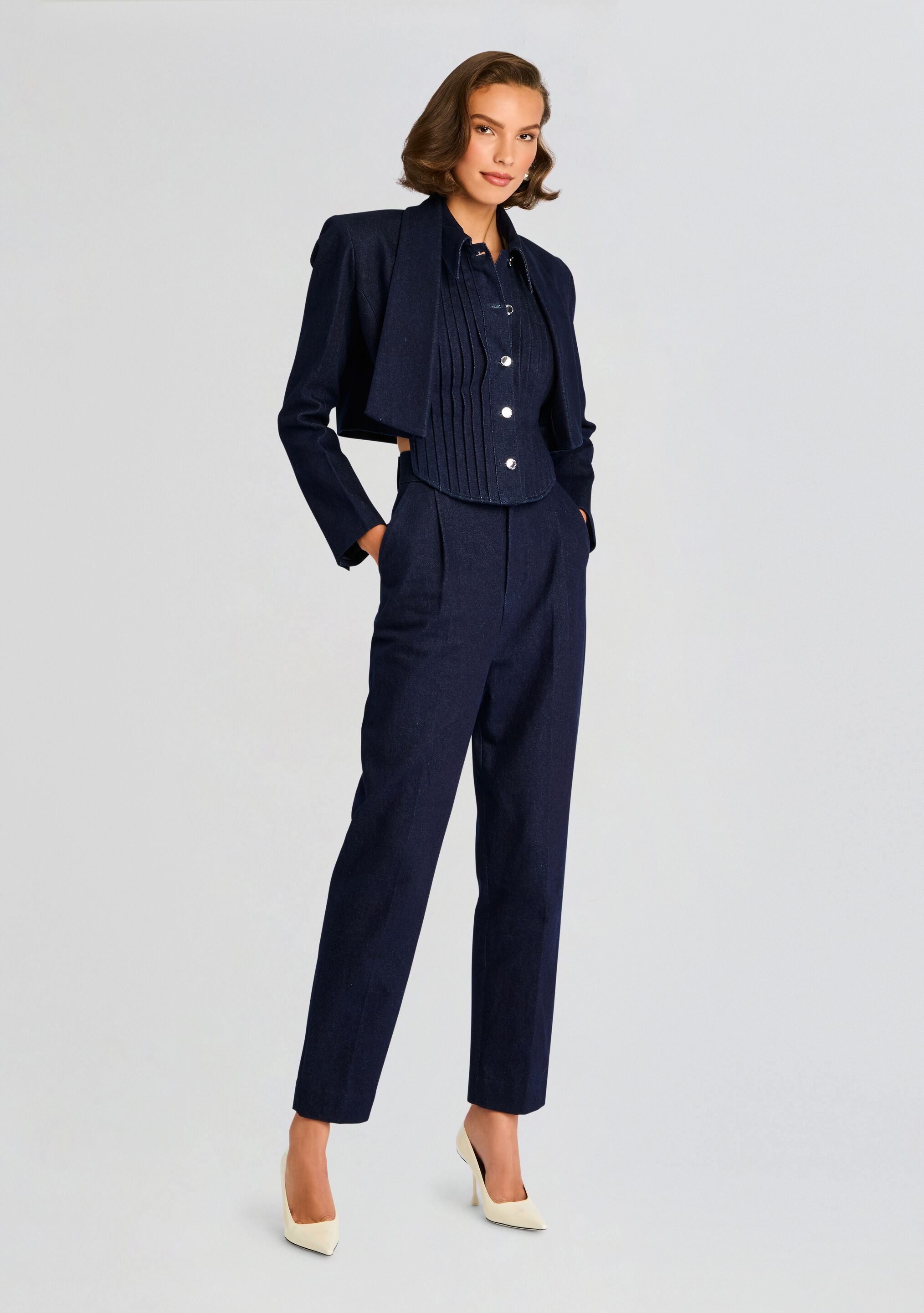 noa slim denim blazer