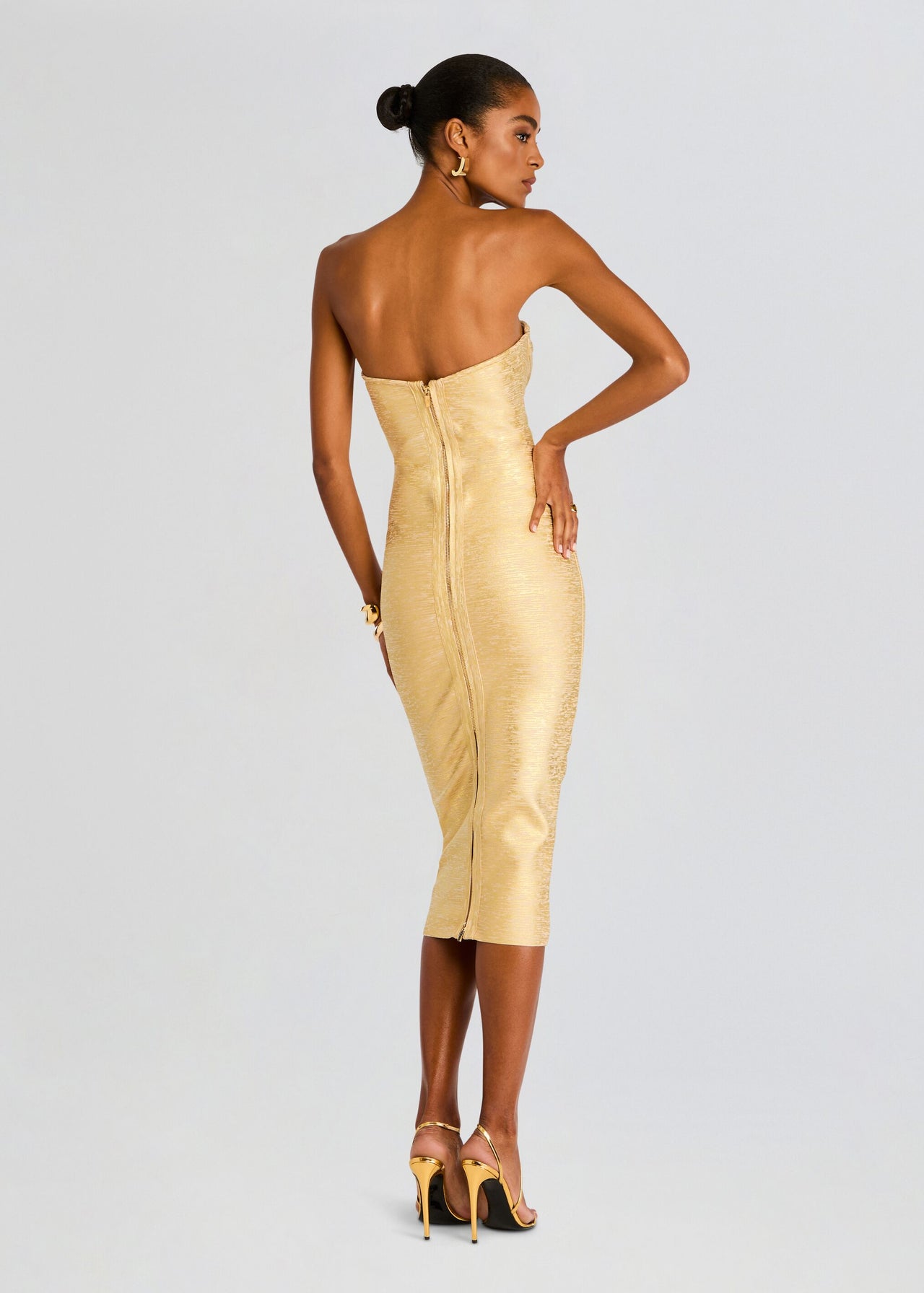 Knit Gold Dress | Charlize Coated Dress