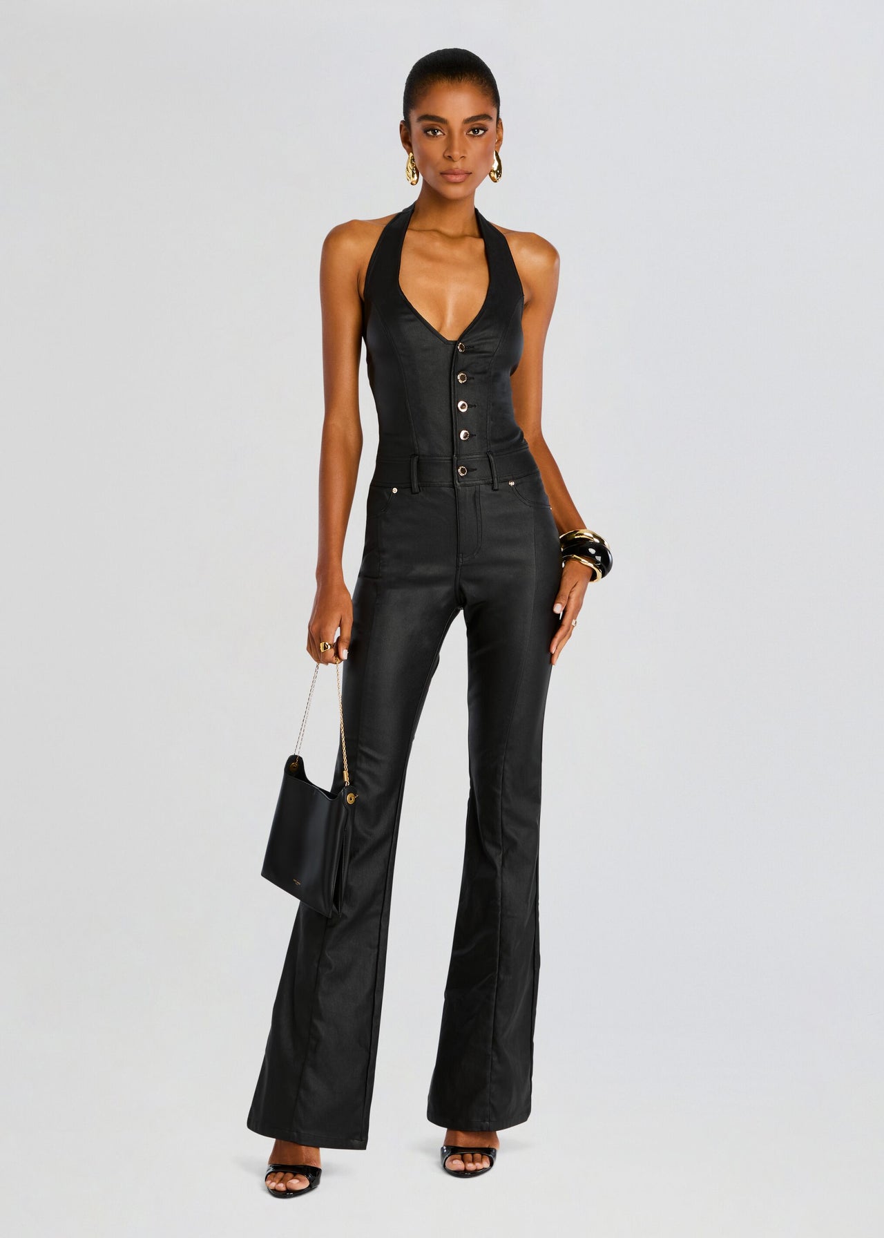 A Coated Black Jumpsuit