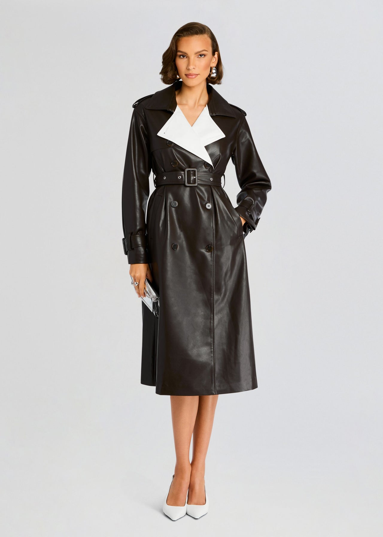 Estelle Vegan Leather Trench Coat – Retrofete