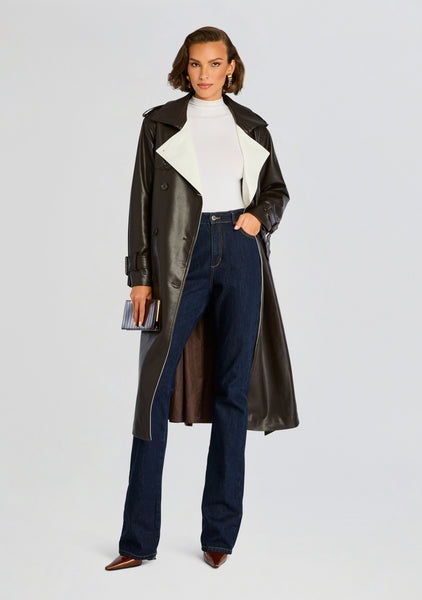 Estelle Vegan Leather Trench Coat – Retrofete