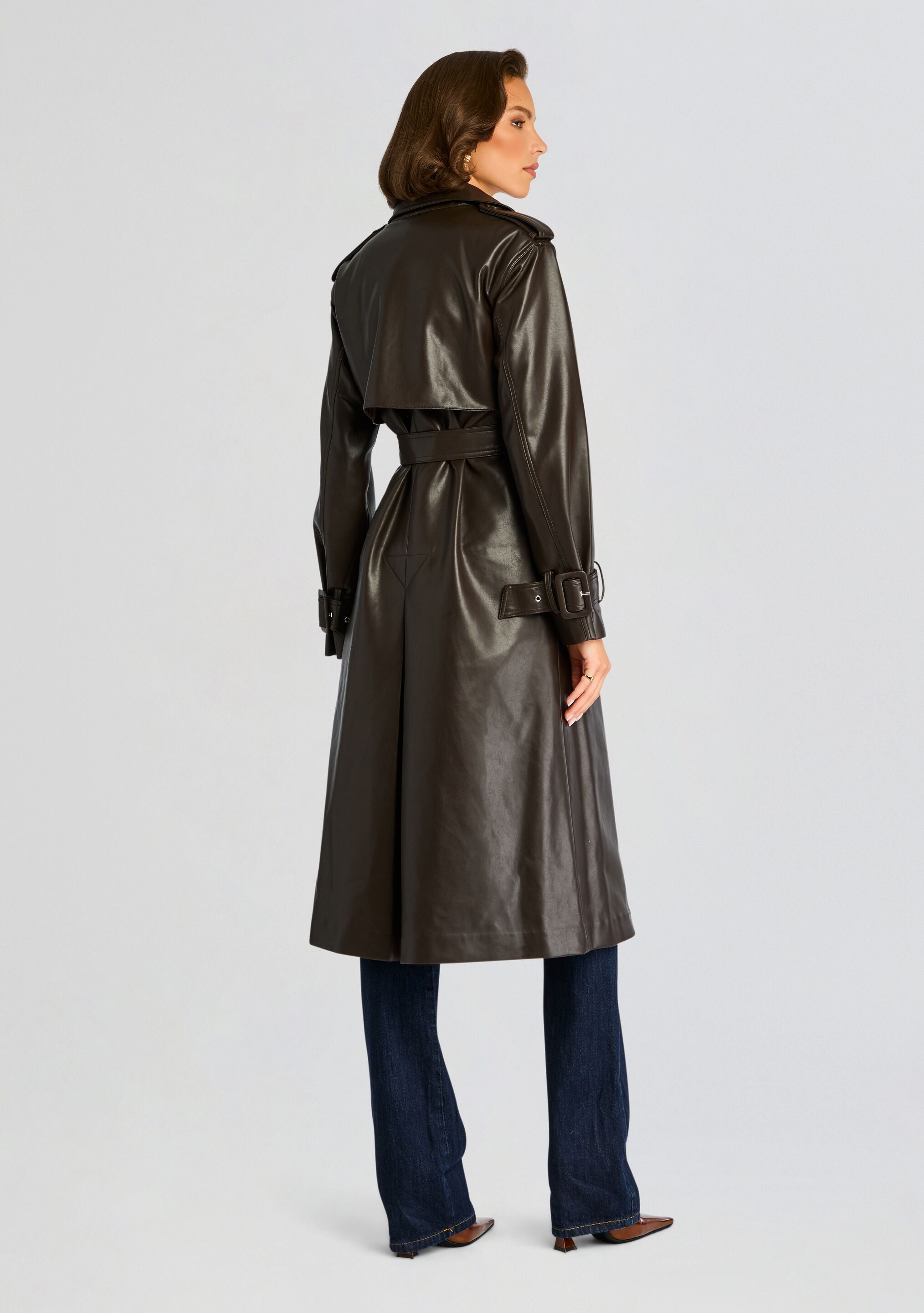 Estelle Vegan Leather Trench Coat – Retrofete