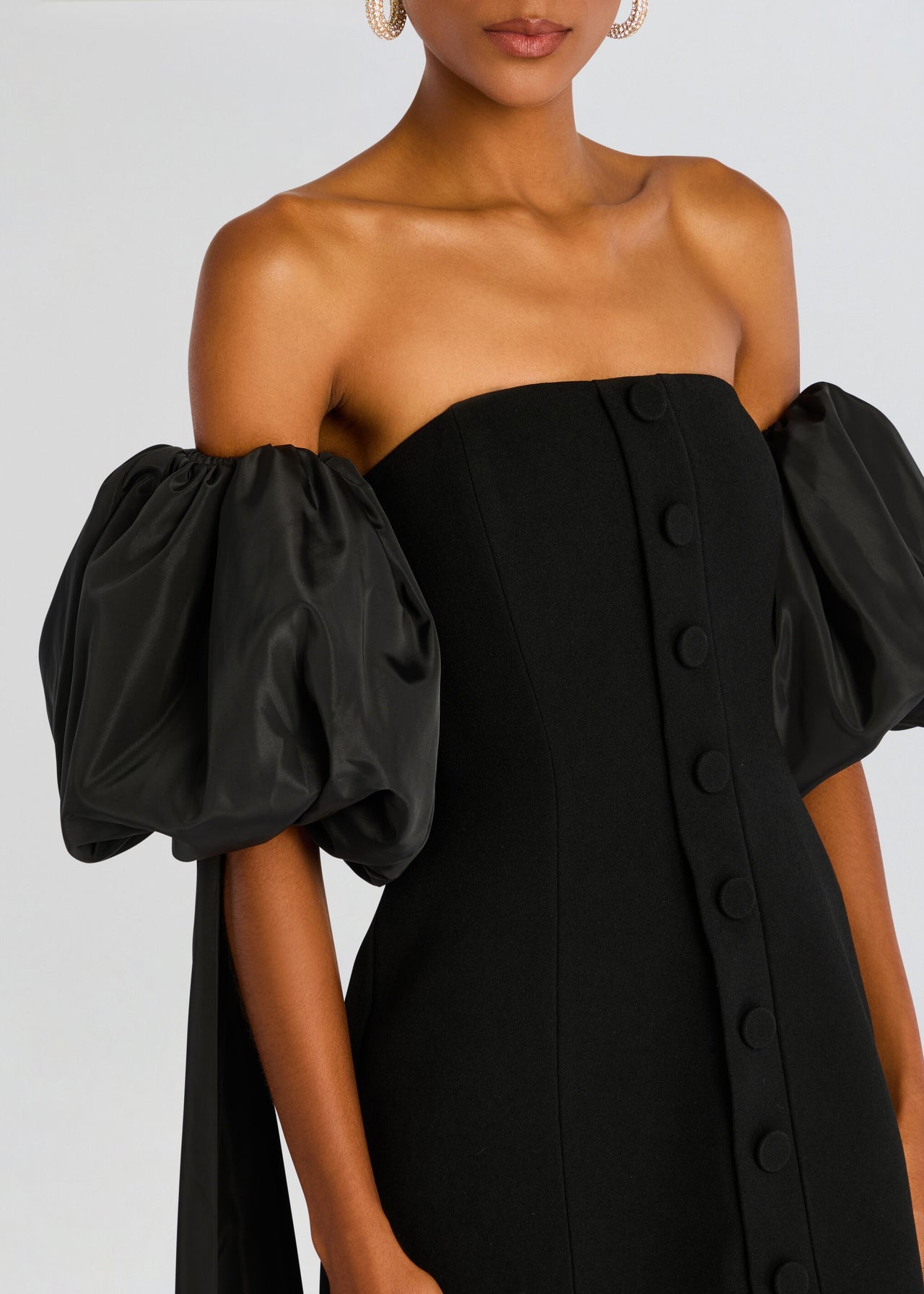 Laurent Mini Button Dress with Black Plumes Retrofete Laurent Mini Button Dress with Black Plumes Retrofete